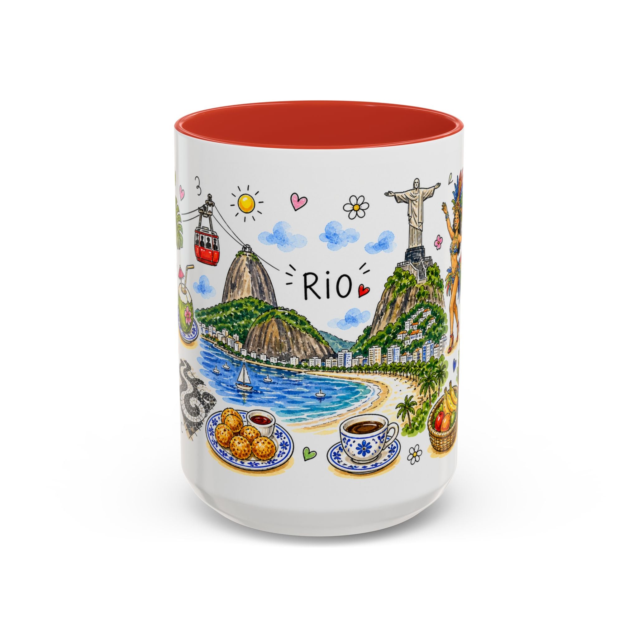 Rio de Janeiro Illustrated Travel Mug | City Souvenir Accent Coffee Mug | 11oz 15oz Ceramic Cup