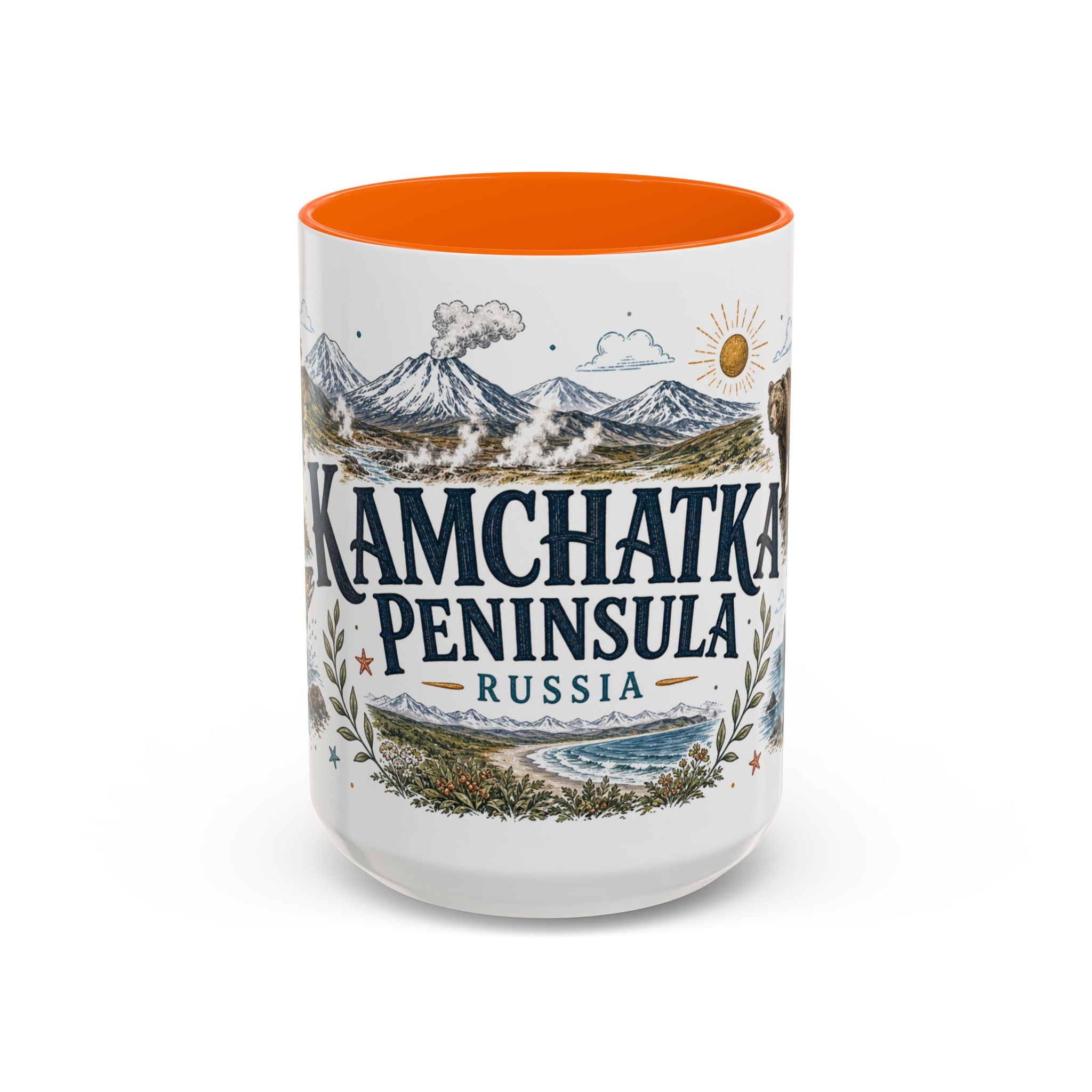 Kamchatka Peninsula Mug, Russia Travel Souvenir, Bucket List Gift, Accent Ceramic Coffee Mug 11oz 15oz