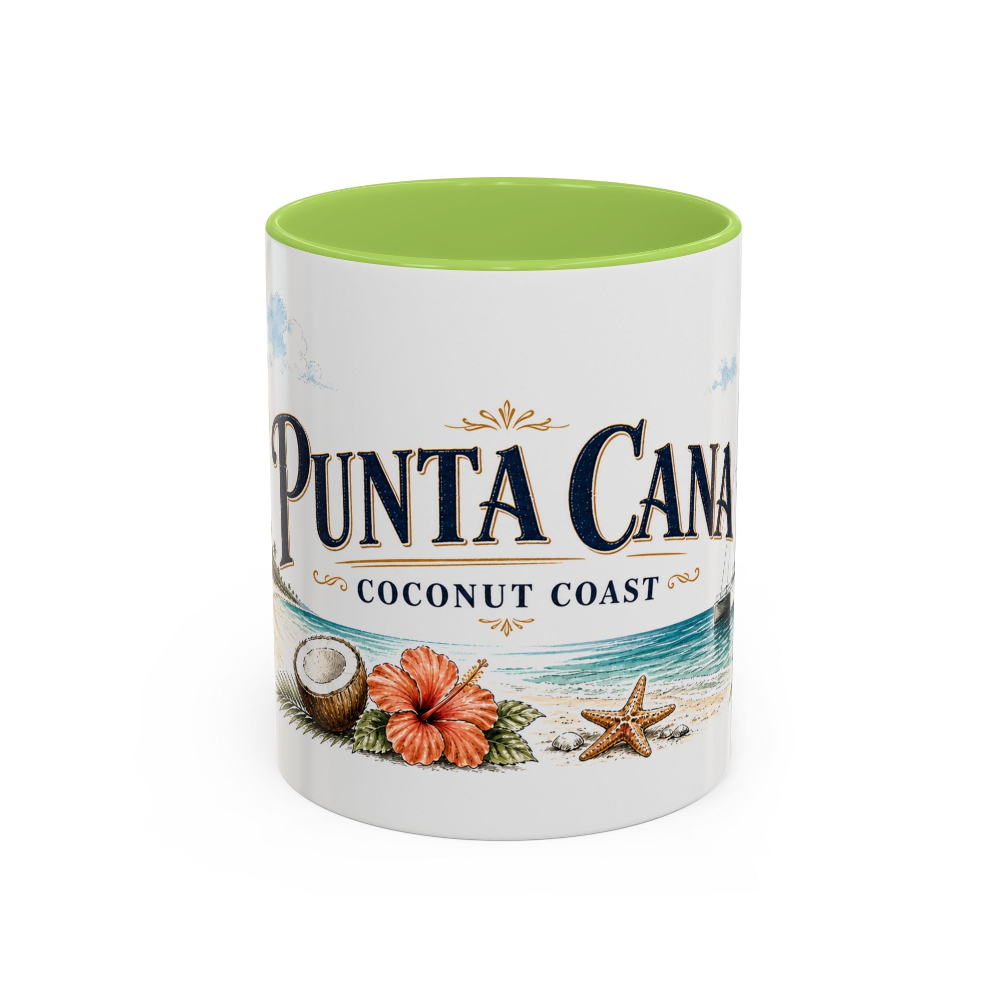 Punta Cana Coffee Mug | Dominican Republic Travel Souvenir | Vintage Illustrated City Gift | 11 oz 15 oz Accent Mug