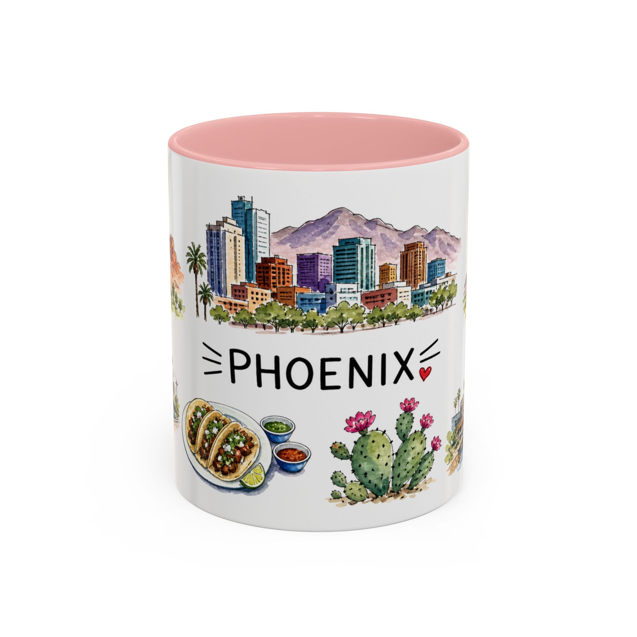 Phoenix Illustrated Travel Mug | City Souvenir Accent Coffee Mug | 11oz 15oz Ceramic Cup