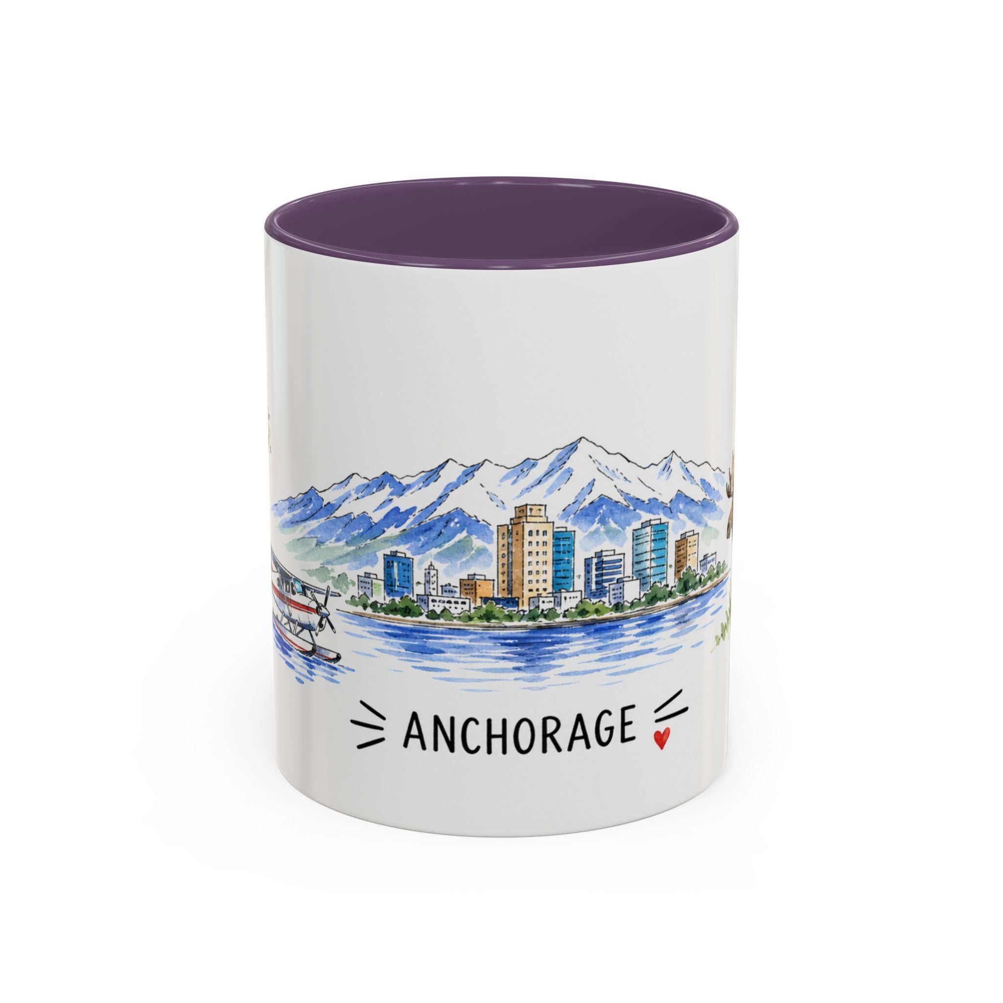 Anchorage Illustrated Travel Mug | City Souvenir Accent Coffee Mug | 11oz 15oz Ceramic Cup