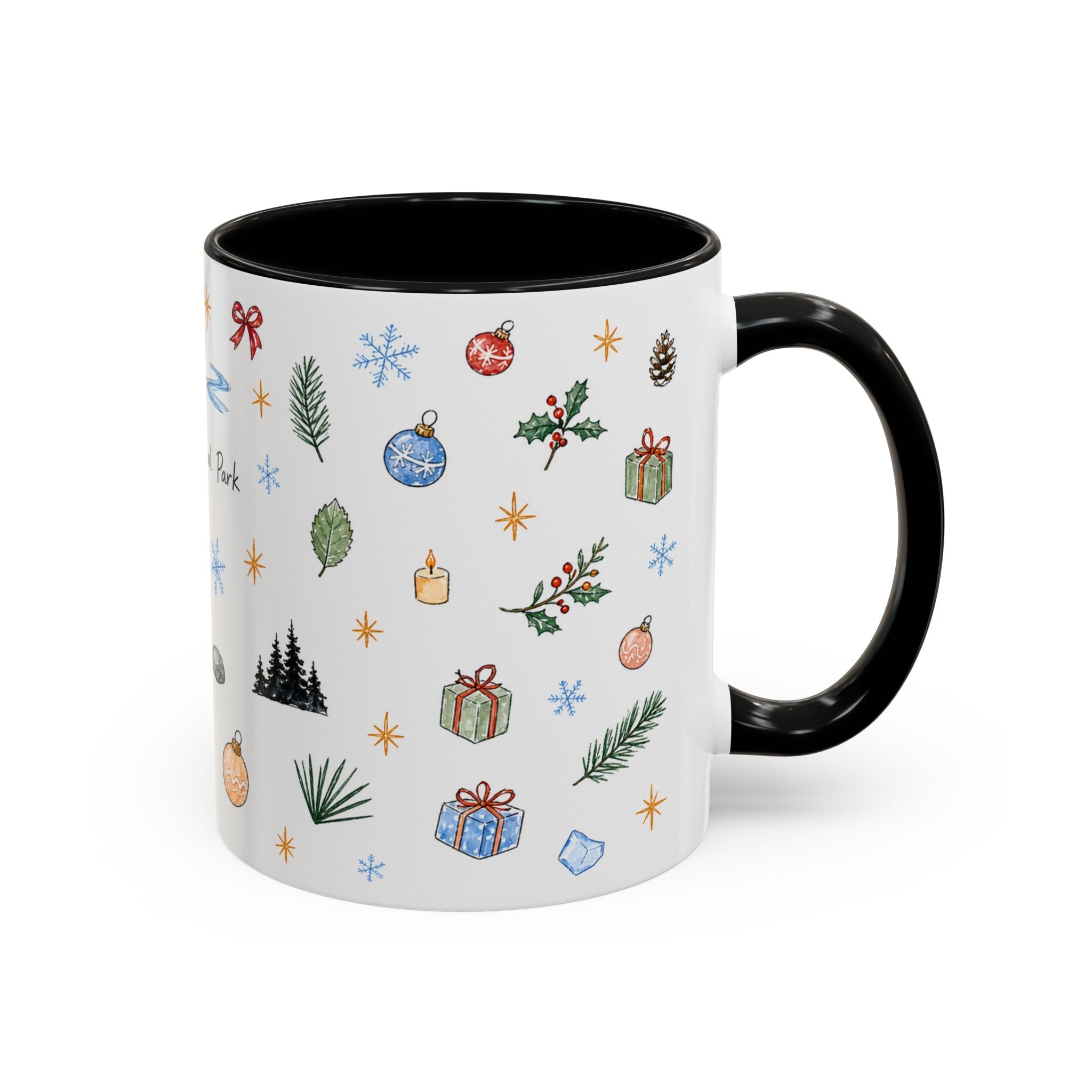 Denali National Park Christmas Mug | Watercolor Travel Souvenir | Holiday Gift | Accent Ceramic Coffee Cup 11oz 15oz