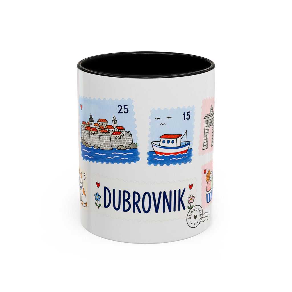 Dubrovnik Coffee Mug | Postage Stamp Collage Mug | Travel Souvenir Accent Cup 11oz 15oz