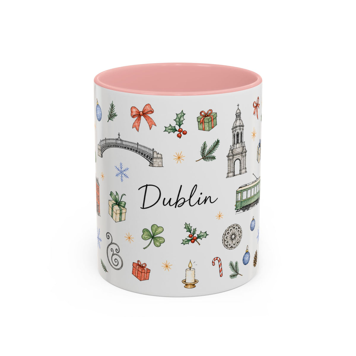 Dublin Christmas Mug | Watercolor City Souvenir, Holiday Travel Gift (11oz/15oz)