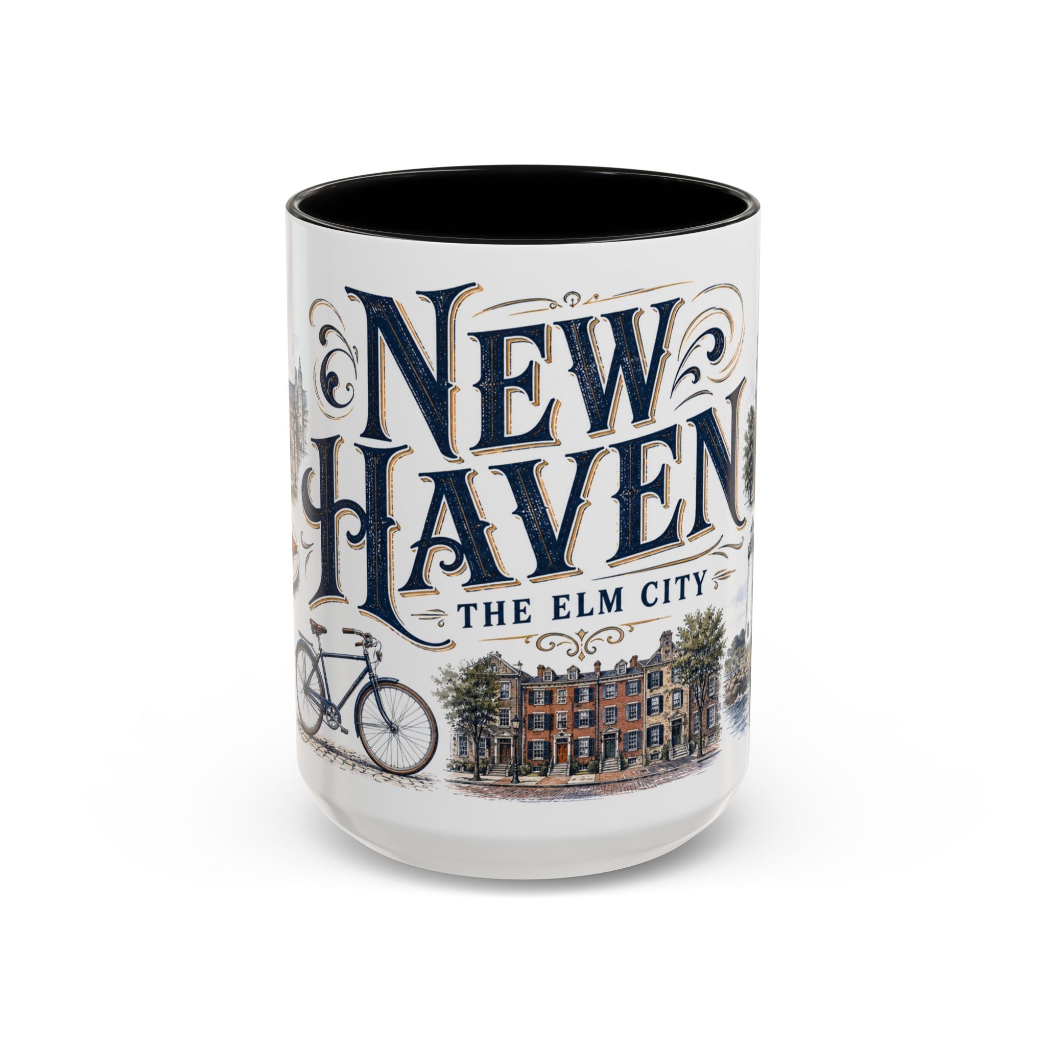 New Haven Coffee Mug | United States Travel Souvenir | Vintage Illustrated City Gift | 11 oz 15 oz Accent Mug