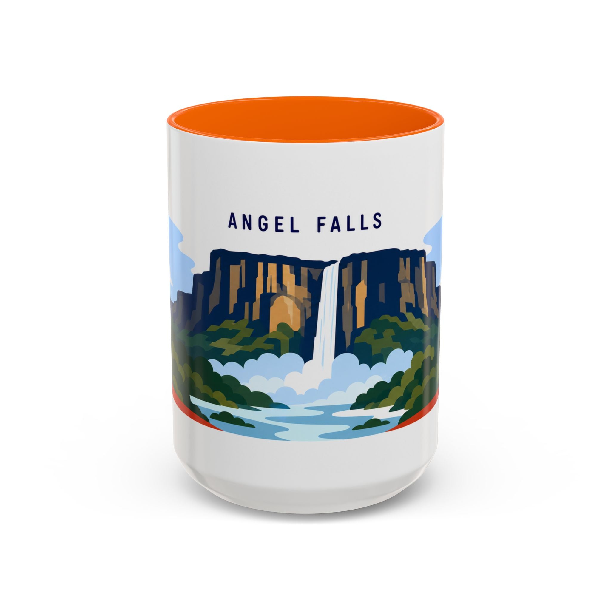 Angel Falls Coffee Mug | Travel Destination Souvenir Gift | Accent Color Ceramic 11oz 15oz