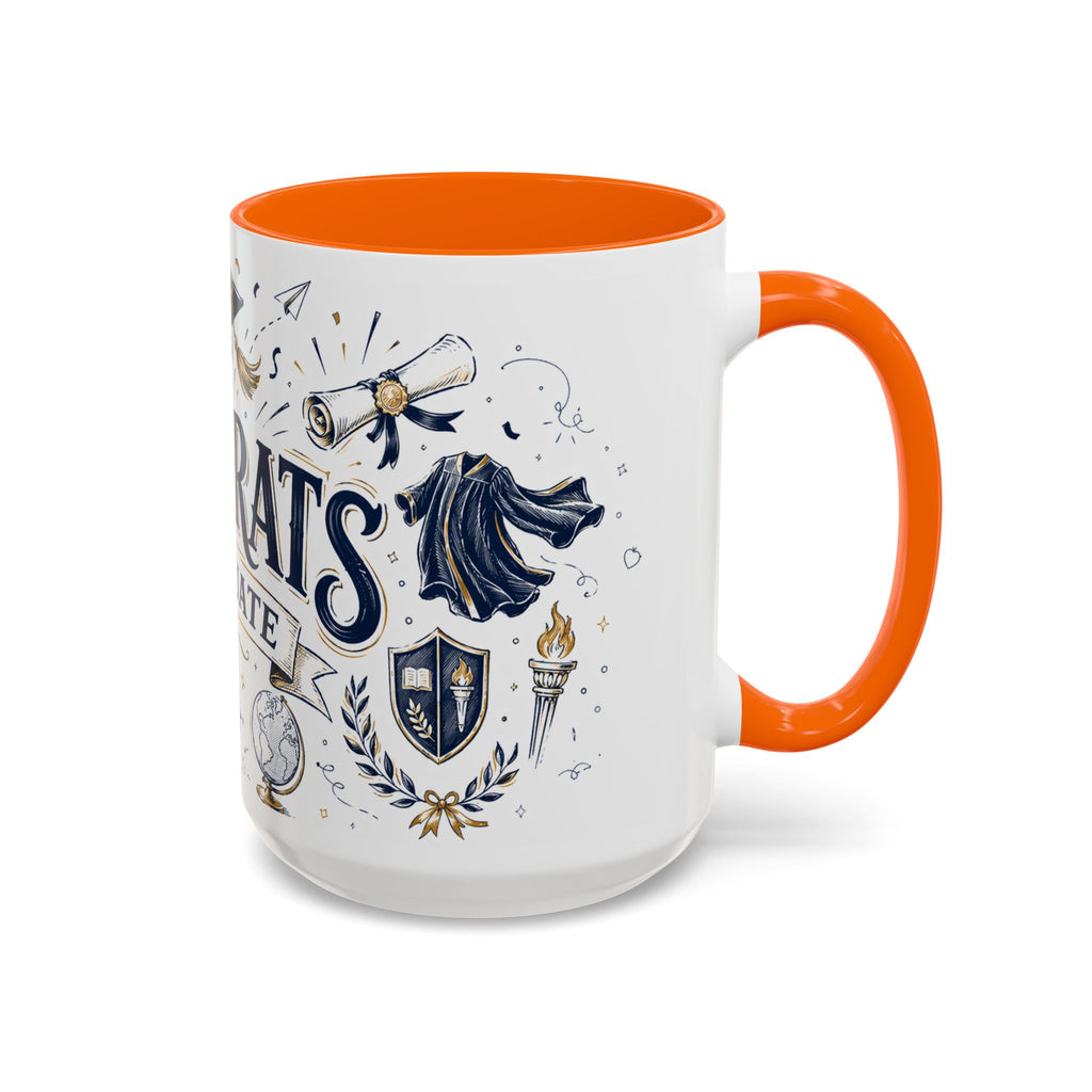 Congrats Graduate Coffee Mug | Class of 2026 Graduation Gift | Accent Color Ceramic 11oz 15oz