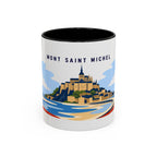 Mont Saint Michel Coffee Mug | Travel Destination Souvenir Gift | Accent Color Ceramic 11oz 15oz