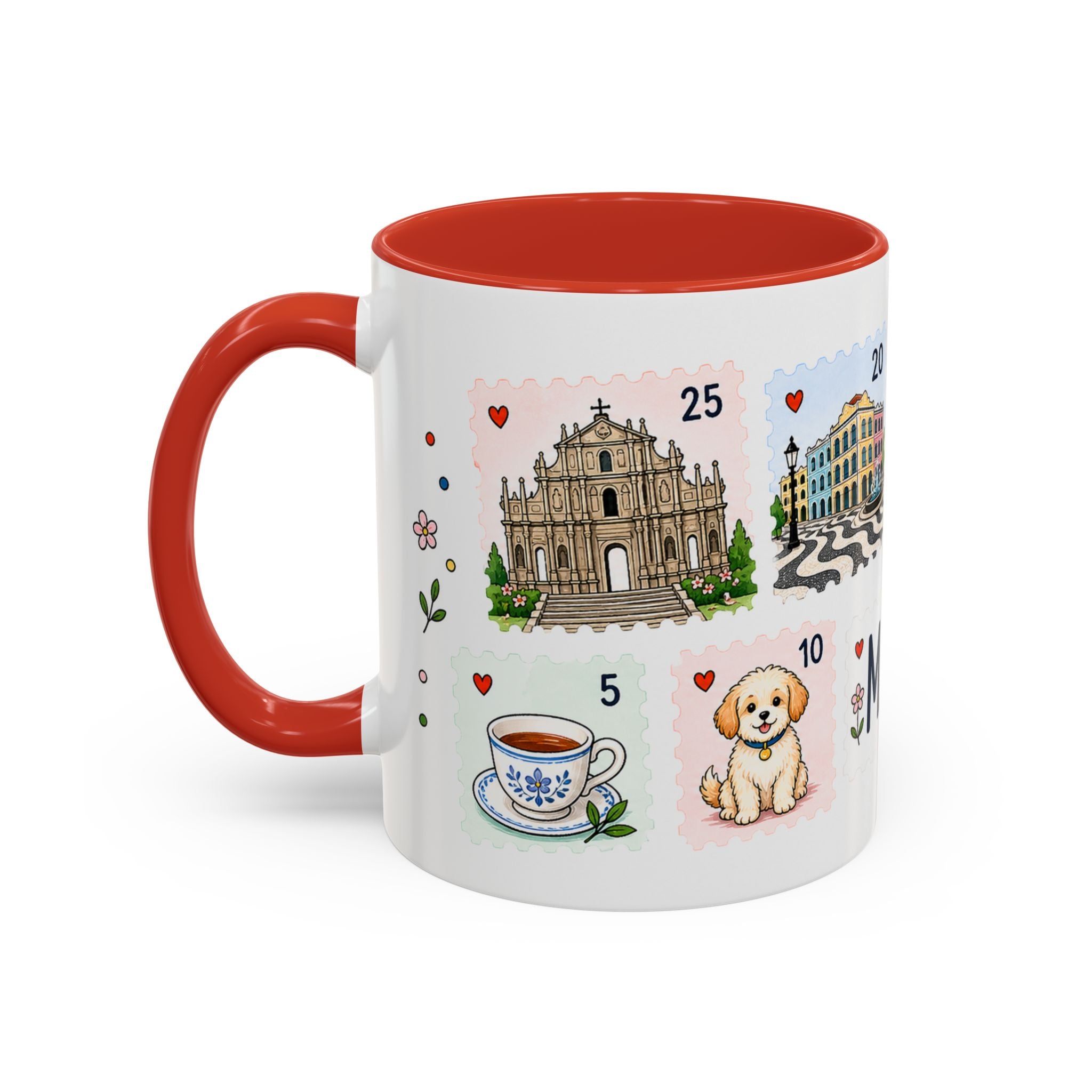 Macau Coffee Mug | Postage Stamp Collage Mug | Travel Souvenir Accent Cup 11oz 15oz
