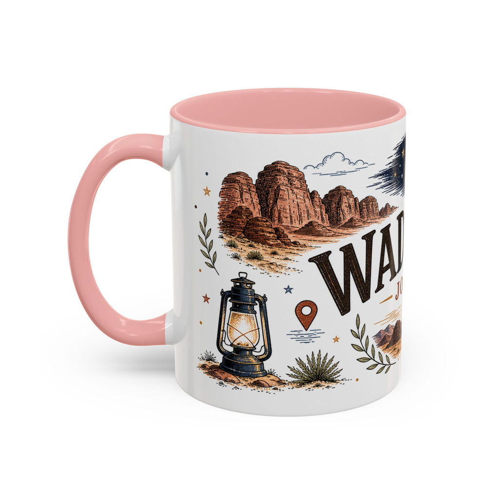 Wadi Rum Coffee Mug | Travel Destination Souvenir Gift | Accent Color Ceramic 11oz 15oz