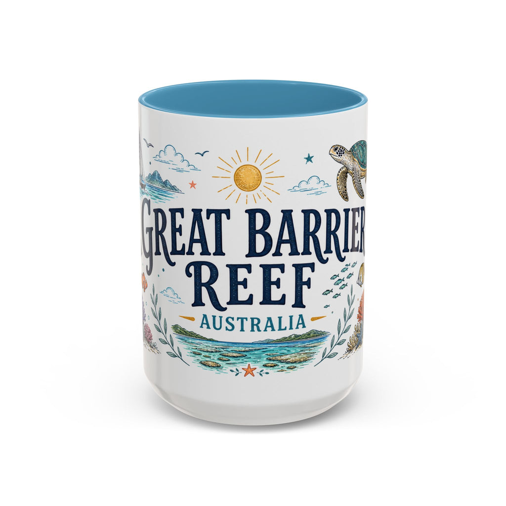 Great Barrier Reef Coffee Mug | Travel Destination Souvenir Gift | Accent Color Ceramic 11oz 15oz