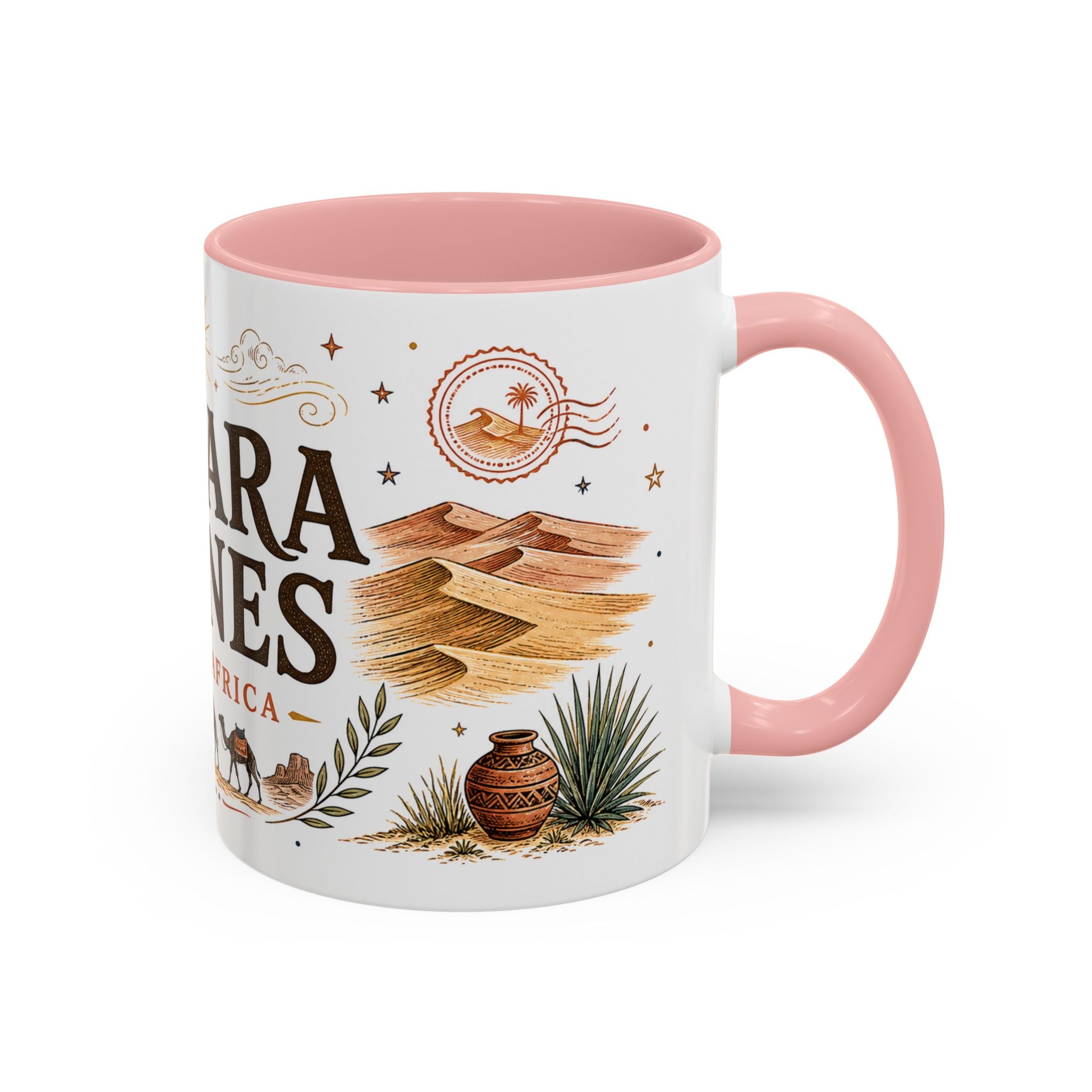 Sahara Dunes Coffee Mug | Travel Destination Souvenir Gift | Accent Color Ceramic 11oz 15oz