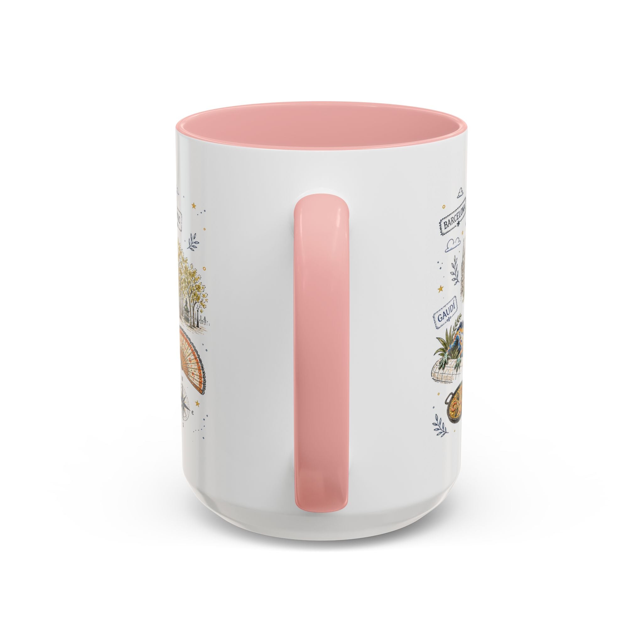 Barcelona Coffee Mug | Spain Souvenir Travel Gift | Accent Color Ceramic 11oz 15oz