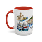 Marseille Illustrated Travel Mug | City Souvenir Accent Coffee Mug | 11oz 15oz Ceramic Cup