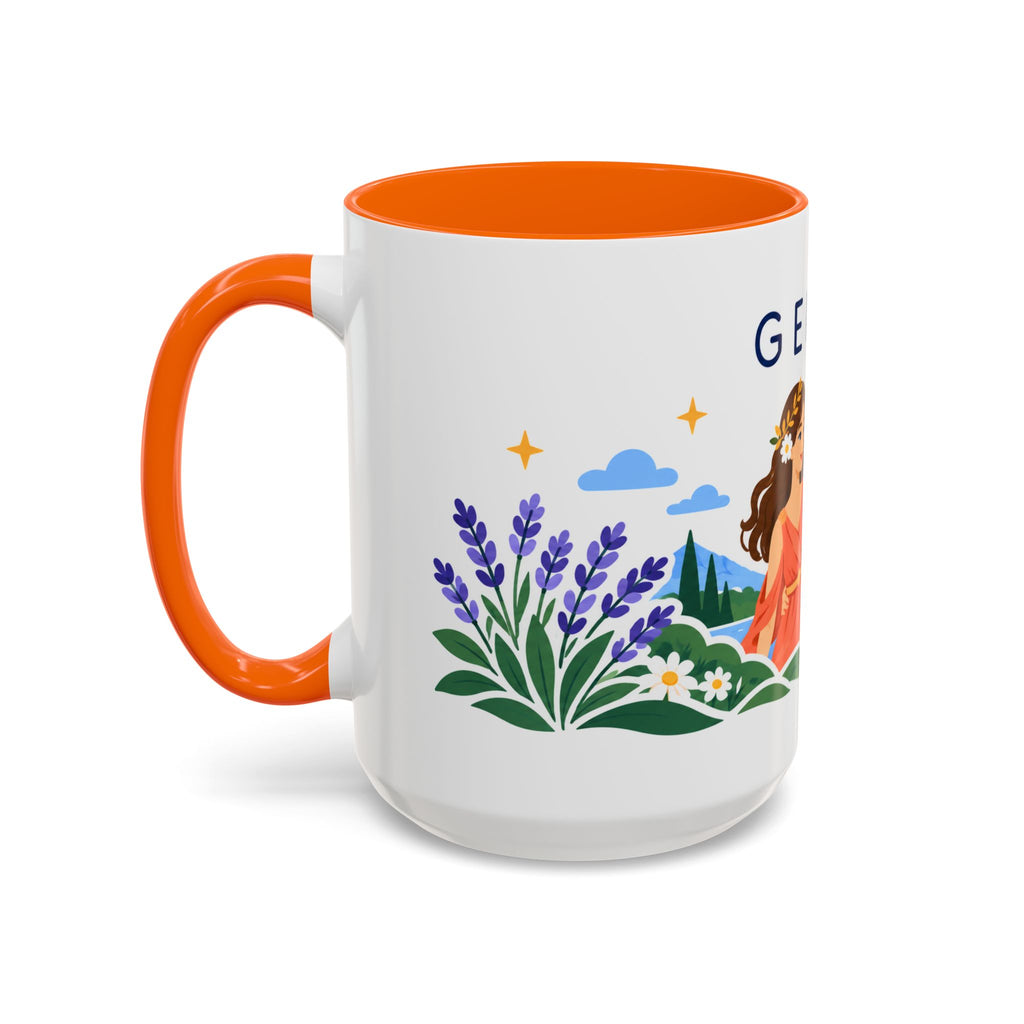 Gemini Zodiac Coffee Mug | Twins and Floral Design | Astrology Birthday Gift | 11 oz 15 oz Ceramic Accent Mug