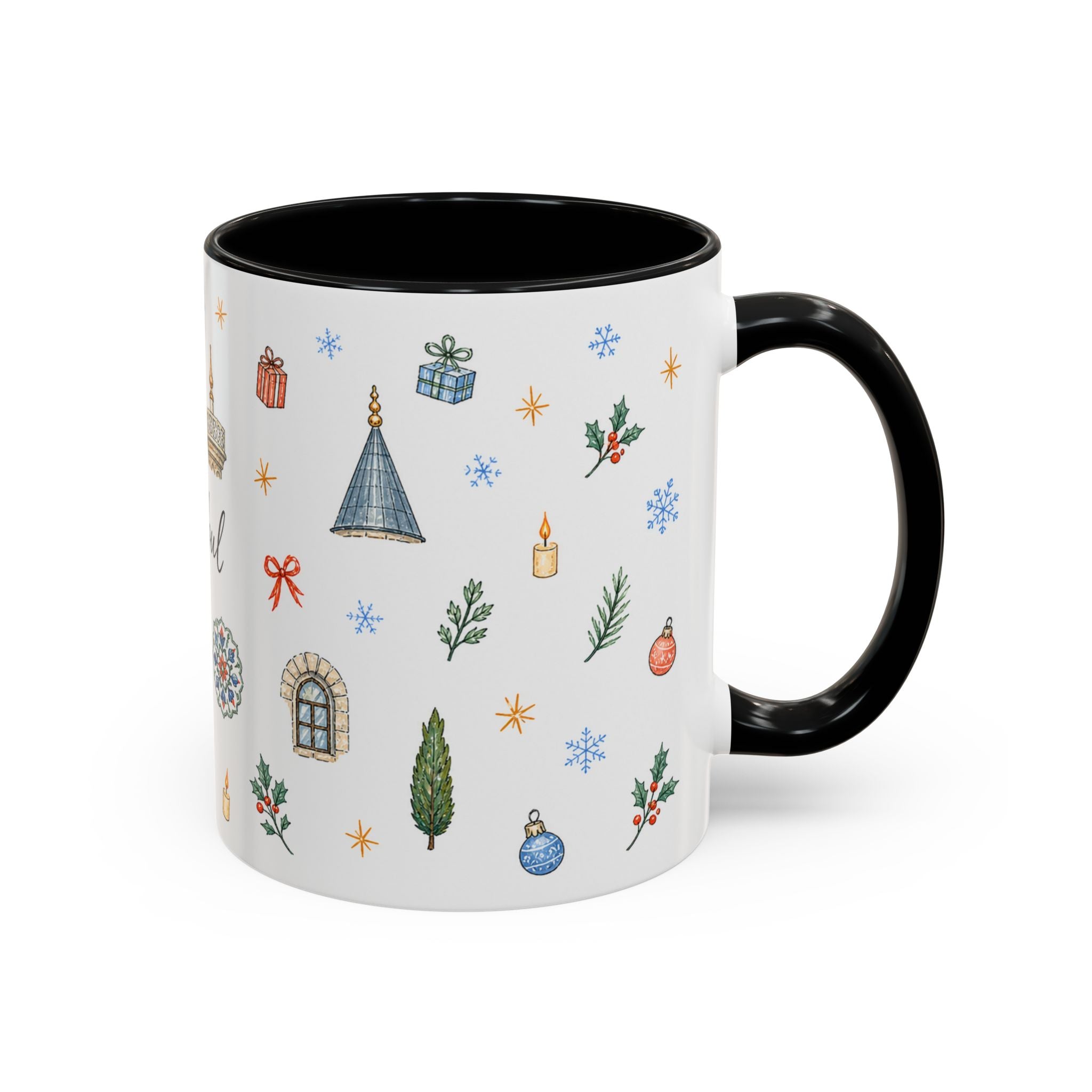 Istanbul Christmas Mug | Watercolor Travel Souvenir | Holiday Gift | Accent Ceramic Coffee Cup 11oz 15oz