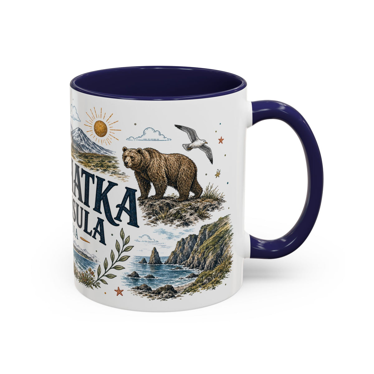 Kamchatka Peninsula Mug, Russia Travel Souvenir, Bucket List Gift, Accent Ceramic Coffee Mug 11oz 15oz