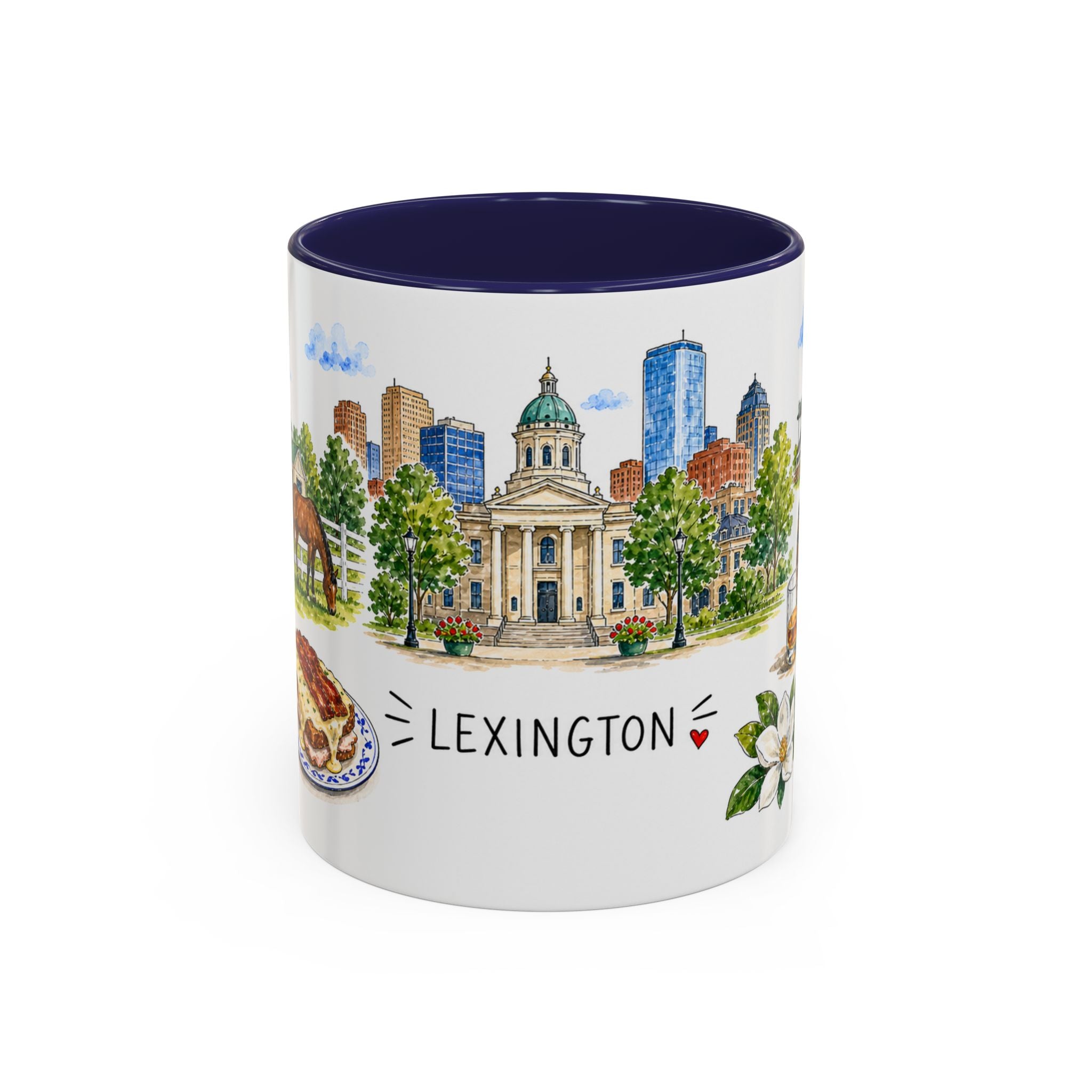 Lexington Illustrated Travel Mug | City Souvenir Accent Coffee Mug | 11oz 15oz Ceramic Cup