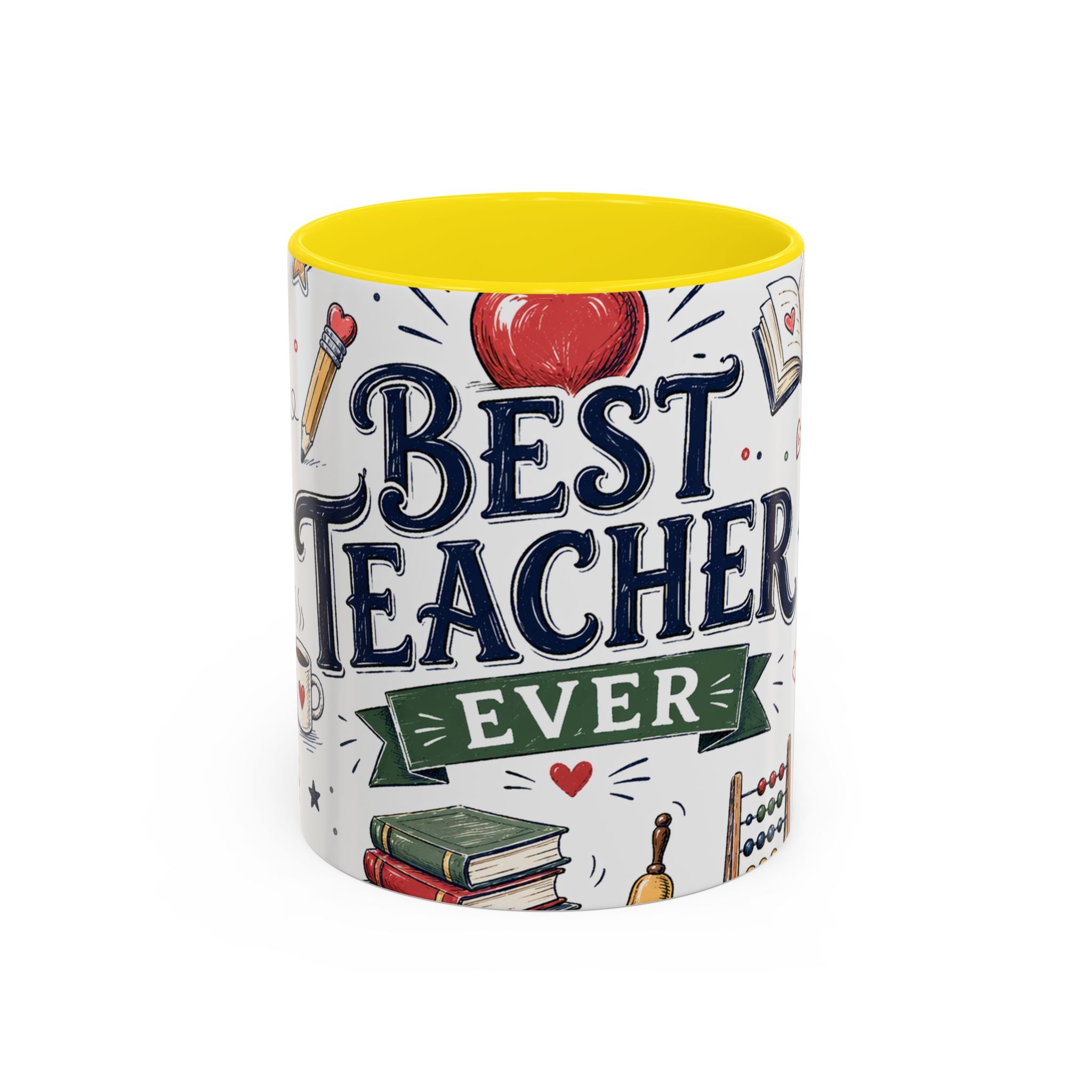 Best Teacher Ever Coffee Mug | Teacher Appreciation Gift | Accent Color Ceramic 11oz 15oz