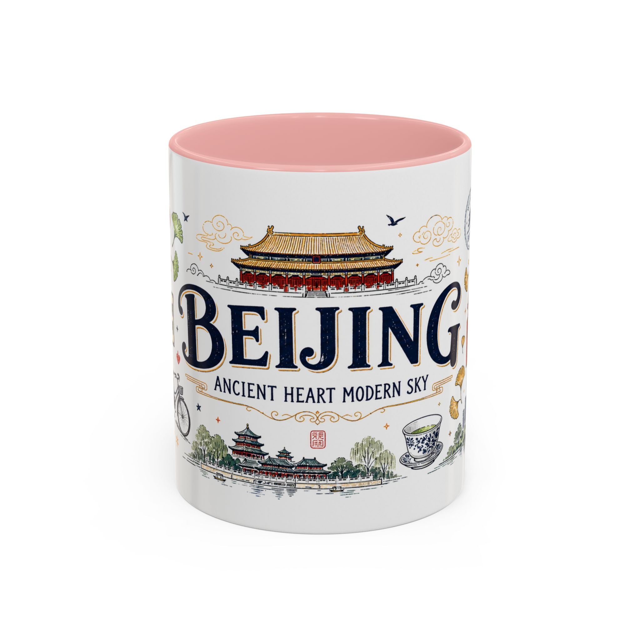 Beijing Coffee Mug | China Souvenir Travel Gift | Accent Color Ceramic 11oz 15oz