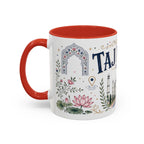 Taj Mahal Coffee Mug | Travel Destination Souvenir Gift | Accent Color Ceramic 11oz 15oz