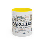 Barcelona Coffee Mug | Spain Souvenir Travel Gift | Accent Color Ceramic 11oz 15oz