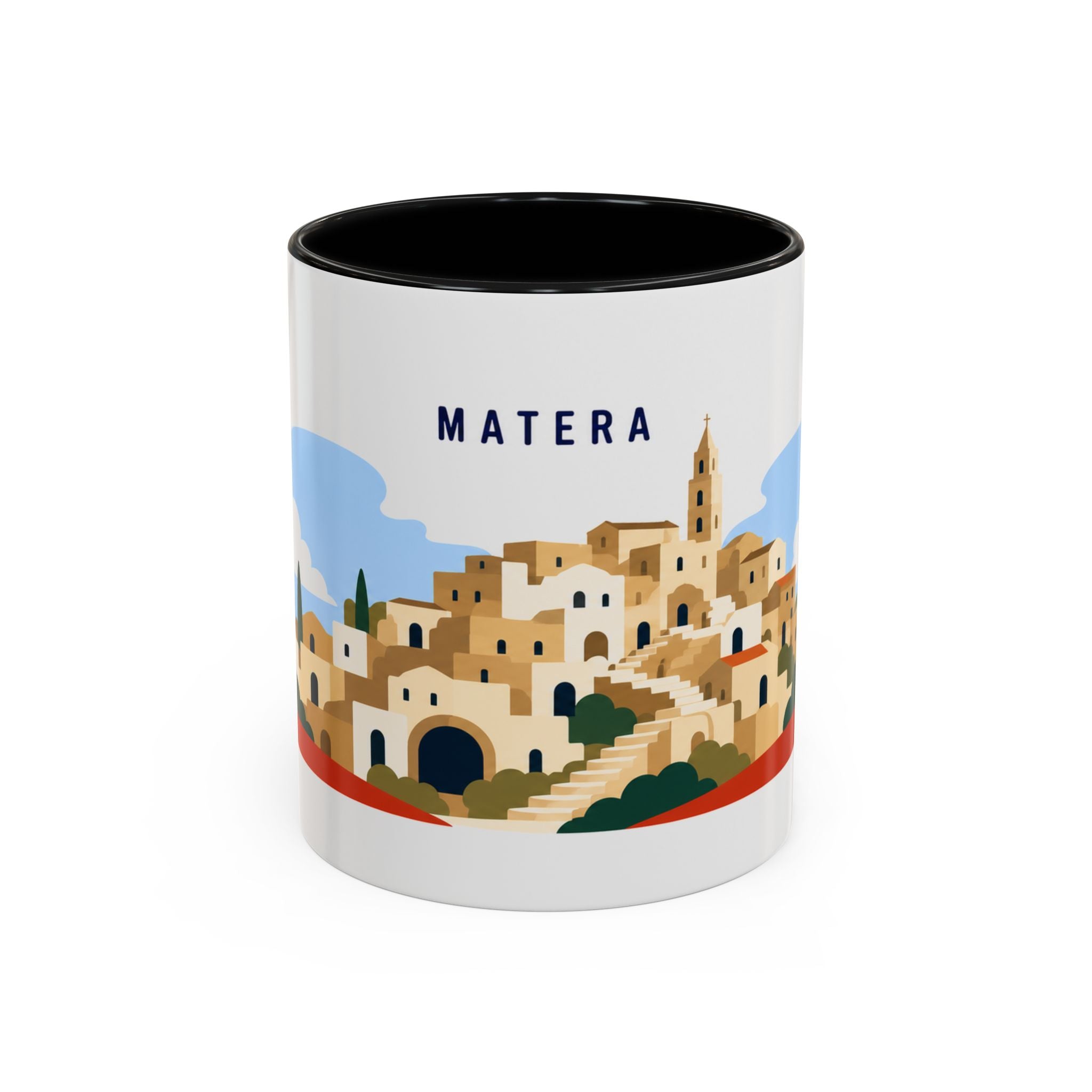 Matera Coffee Mug | Travel Destination Souvenir Gift | Accent Color Ceramic 11oz 15oz