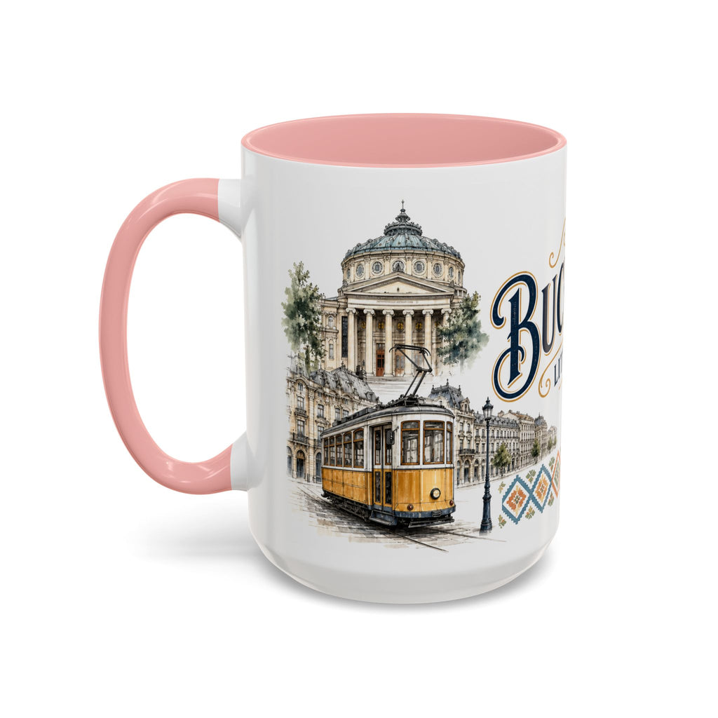 Bucharest Coffee Mug | Romania Travel Souvenir | Vintage Illustrated City Gift | 11 oz 15 oz Accent Mug