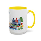 Amsterdam Coffee Mug | Netherlands Travel Souvenir | Porcelain Decal City Gift | 11oz 15oz Accent Mug