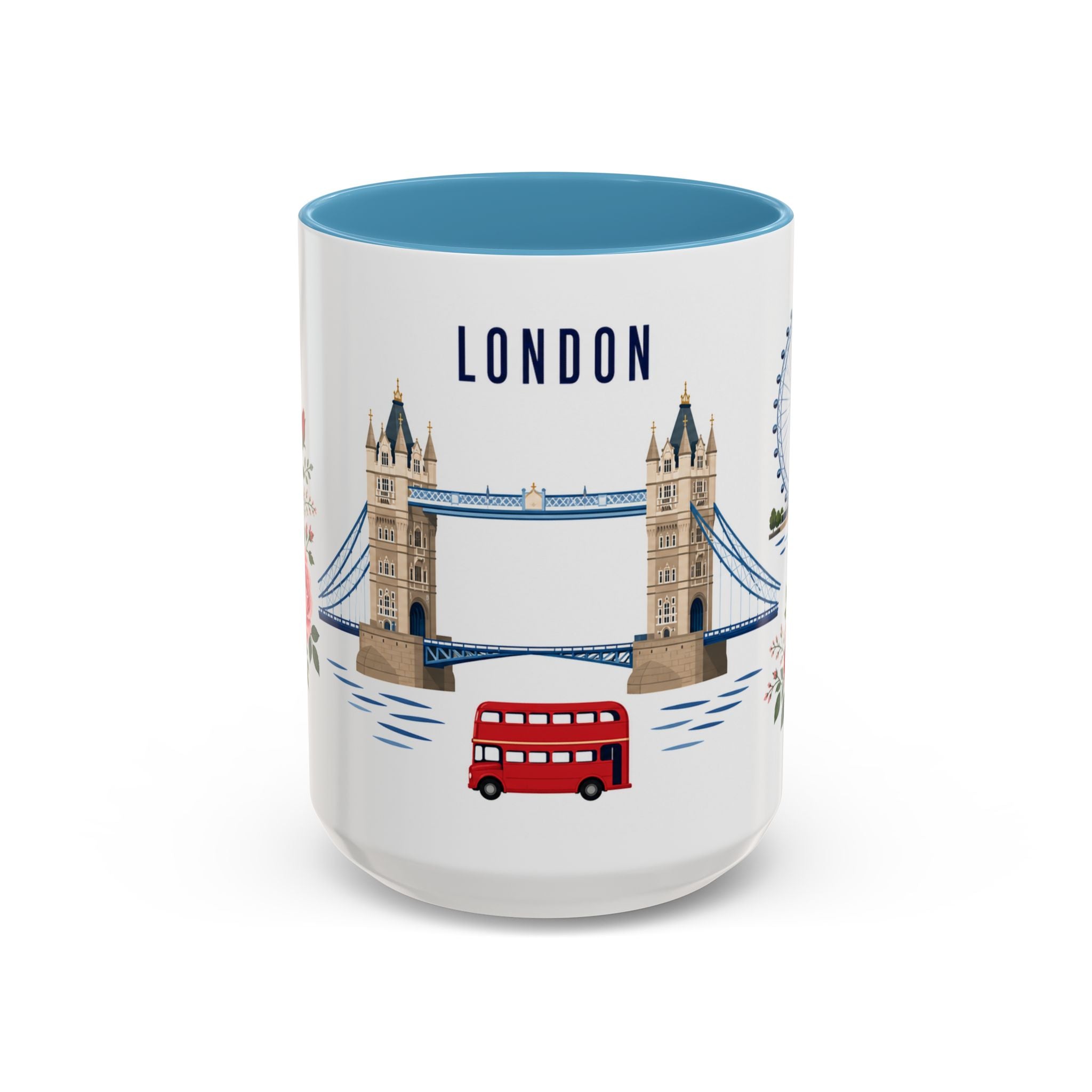 London Coffee Mug | United Kingdom Travel Souvenir | Porcelain Decal City Gift | 11oz 15oz Accent Mug