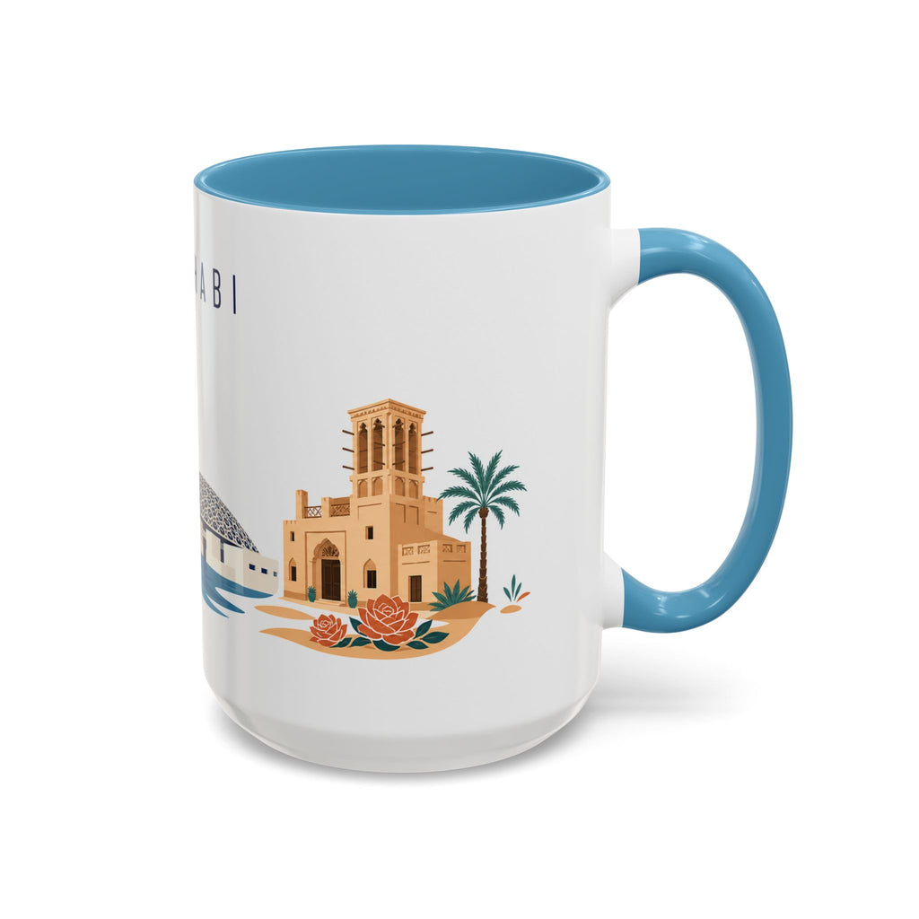Abu Dhabi Coffee Mug | United Arab Emirates Travel Souvenir | Porcelain Decal City Gift | 11oz 15oz Accent Mug