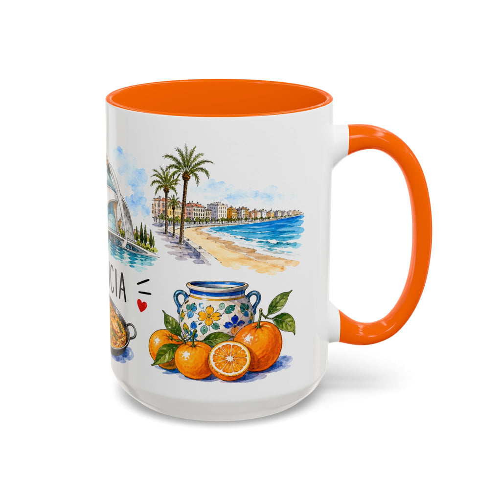 Valencia Illustrated Travel Mug | City Souvenir Accent Coffee Mug | 11oz 15oz Ceramic Cup