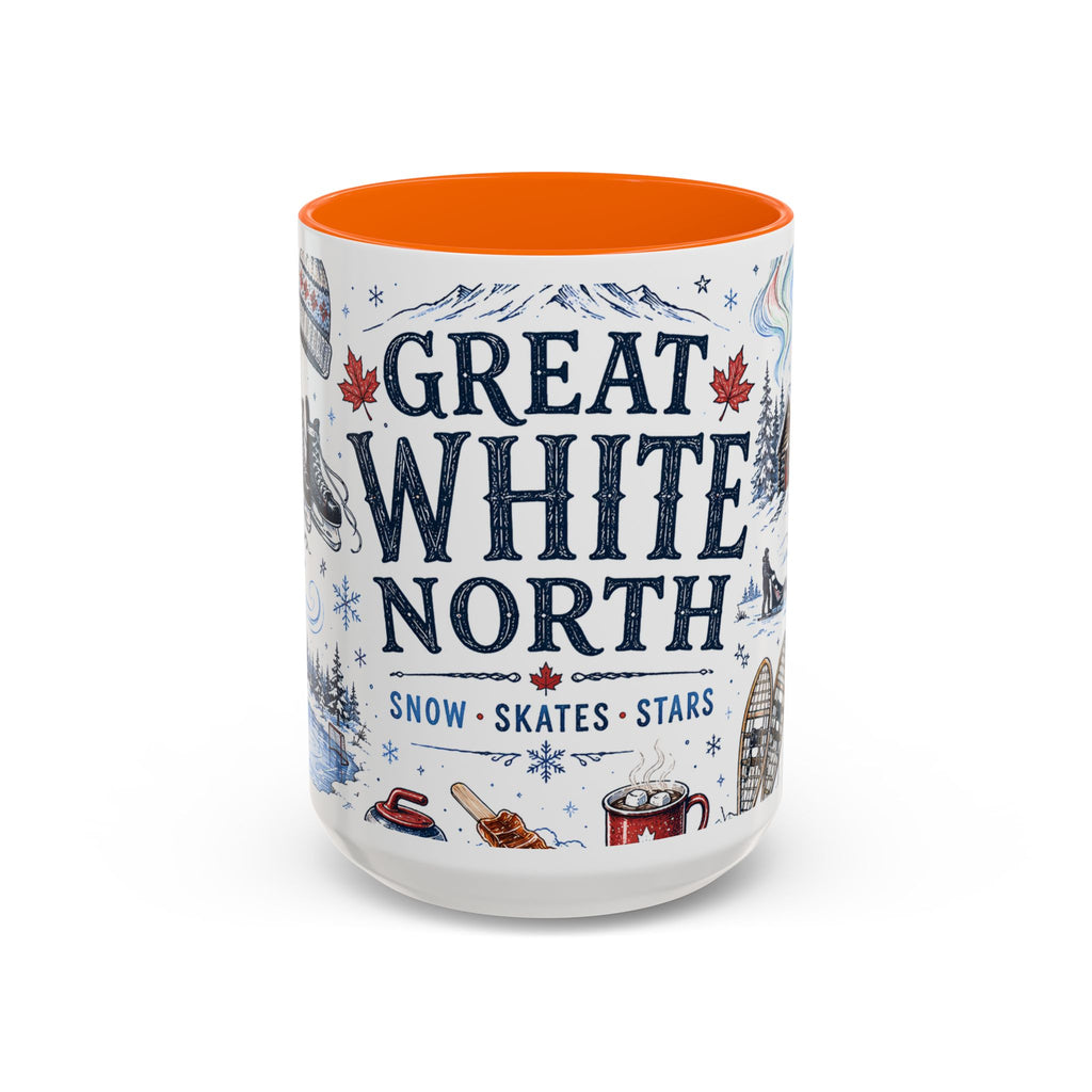 Great White North Coffee Mug | Canadian Pride Gift | Accent Color Ceramic 11oz 15oz