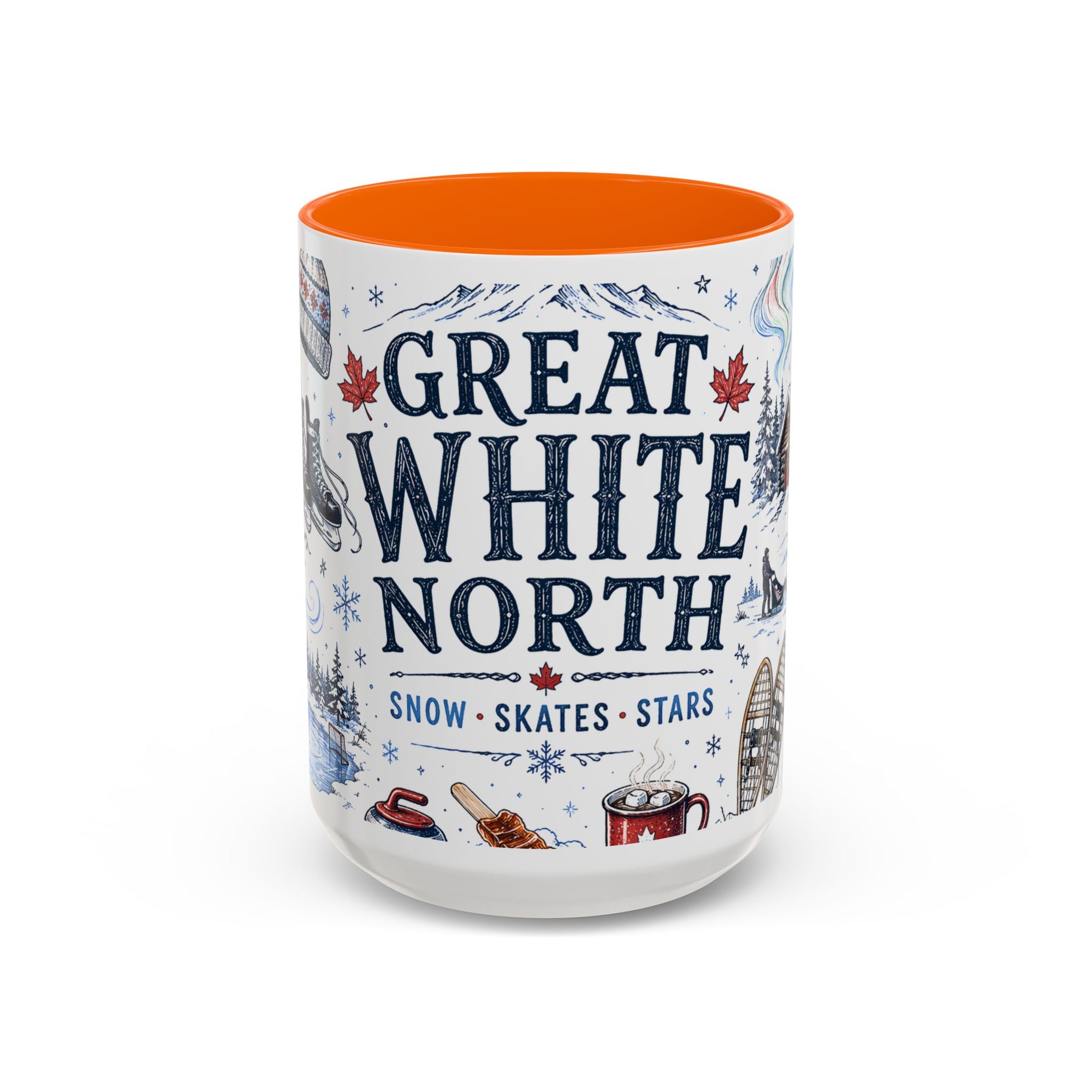 Great White North Coffee Mug | Canadian Pride Gift | Accent Color Ceramic 11oz 15oz