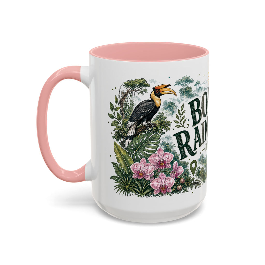 Borneo Rainforest Coffee Mug | Travel Destination Souvenir Gift | Accent Color Ceramic 11oz 15oz