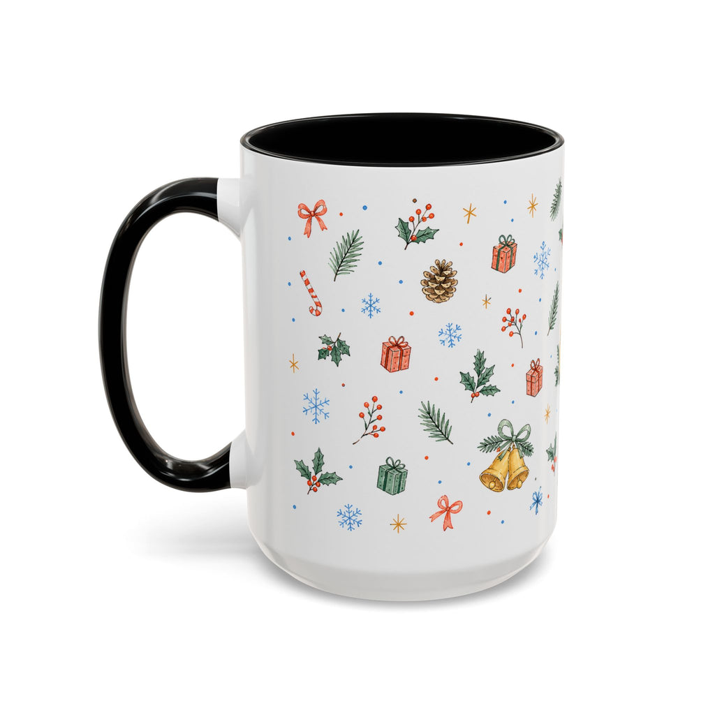 Christmas Candle Mug | Holly Wreath Watercolor Holiday Gift | Accent Cup 11oz 15oz