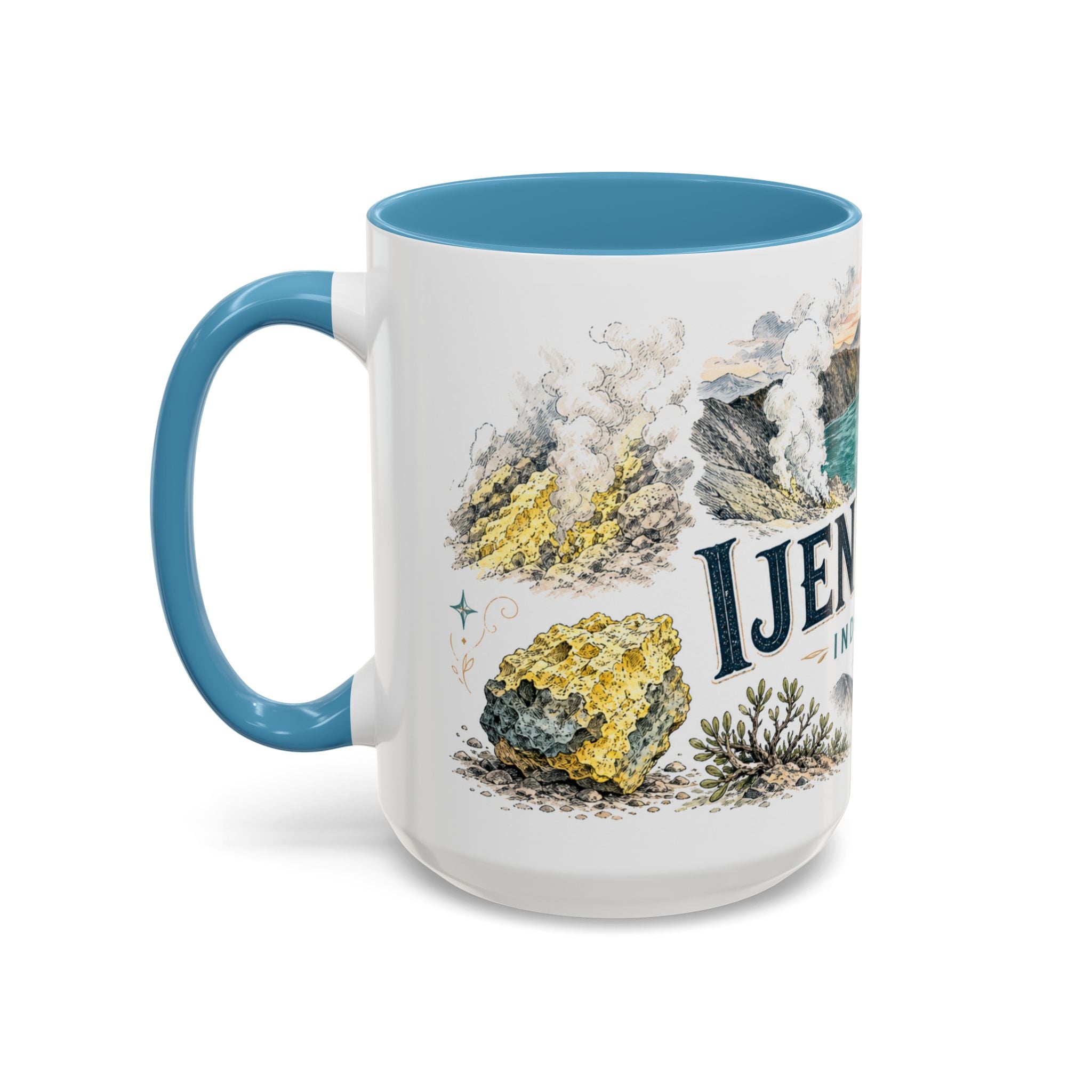 Ijen Crater Mug, Indonesia Travel Souvenir, Bucket List Gift, Accent Ceramic Coffee Mug 11oz 15oz