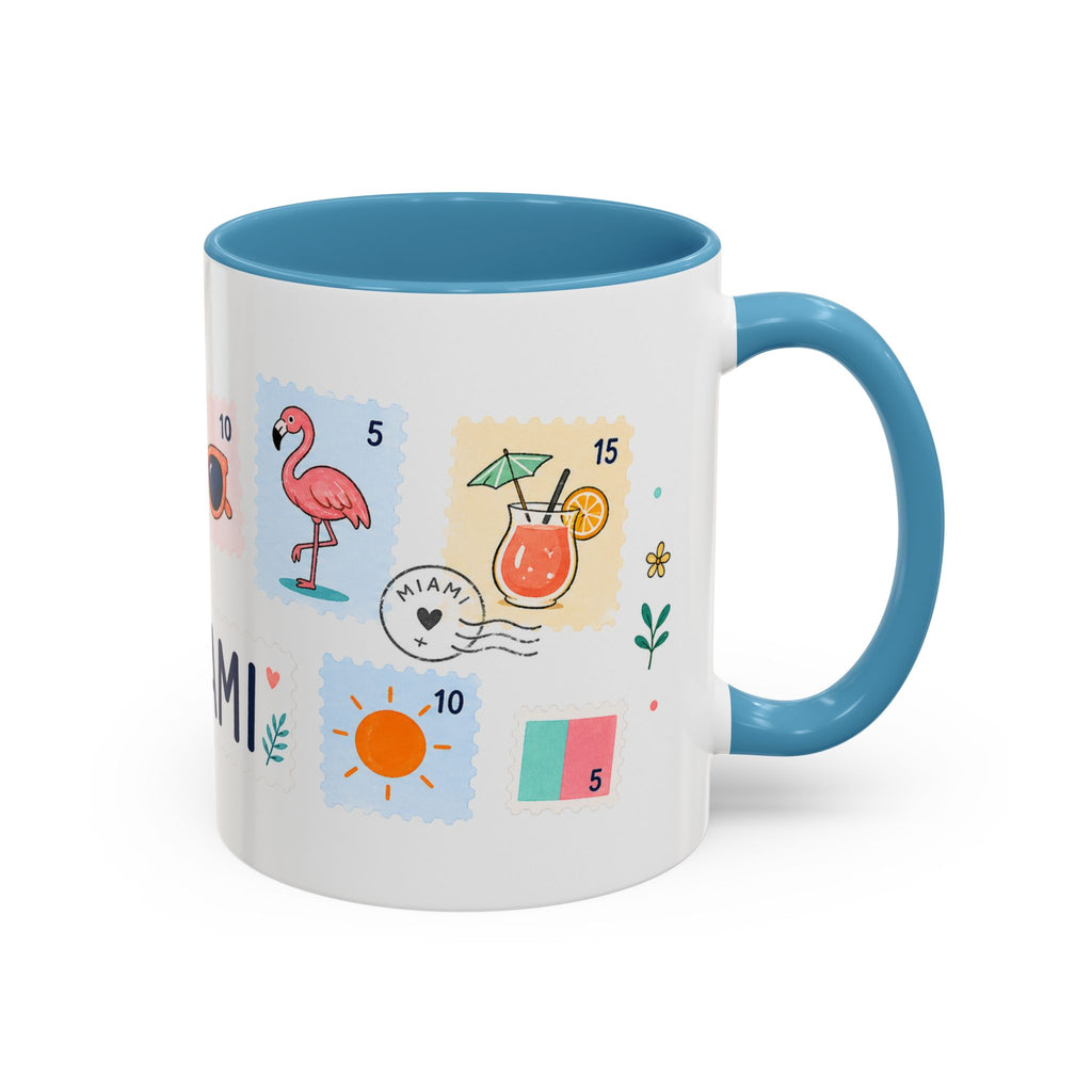 Miami Coffee Mug | Postage Stamp Collage Mug | Travel Souvenir Accent Cup 11oz 15oz