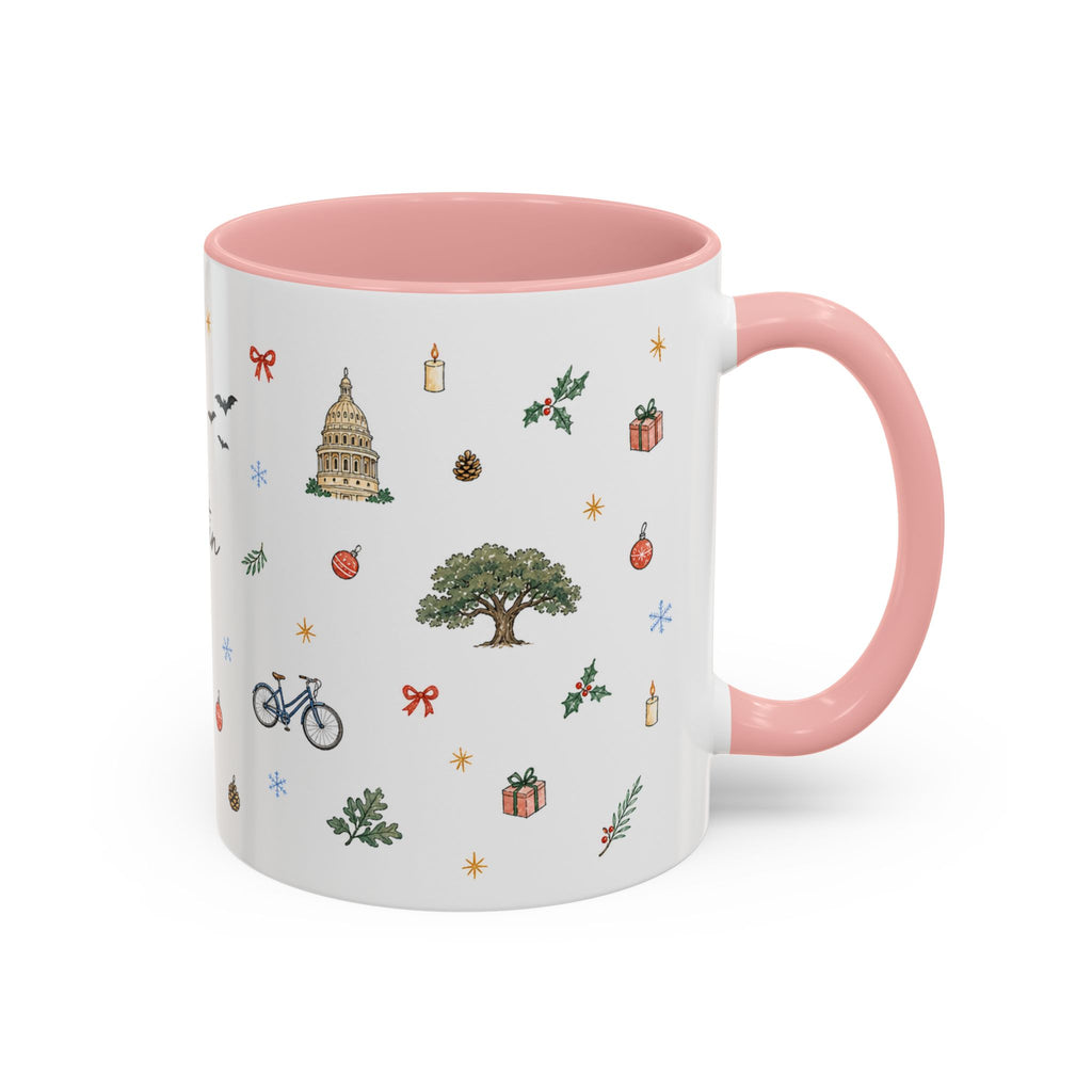 Austin Christmas Mug | Watercolor Travel Souvenir | Holiday Gift | Accent Ceramic Coffee Cup 11oz 15oz