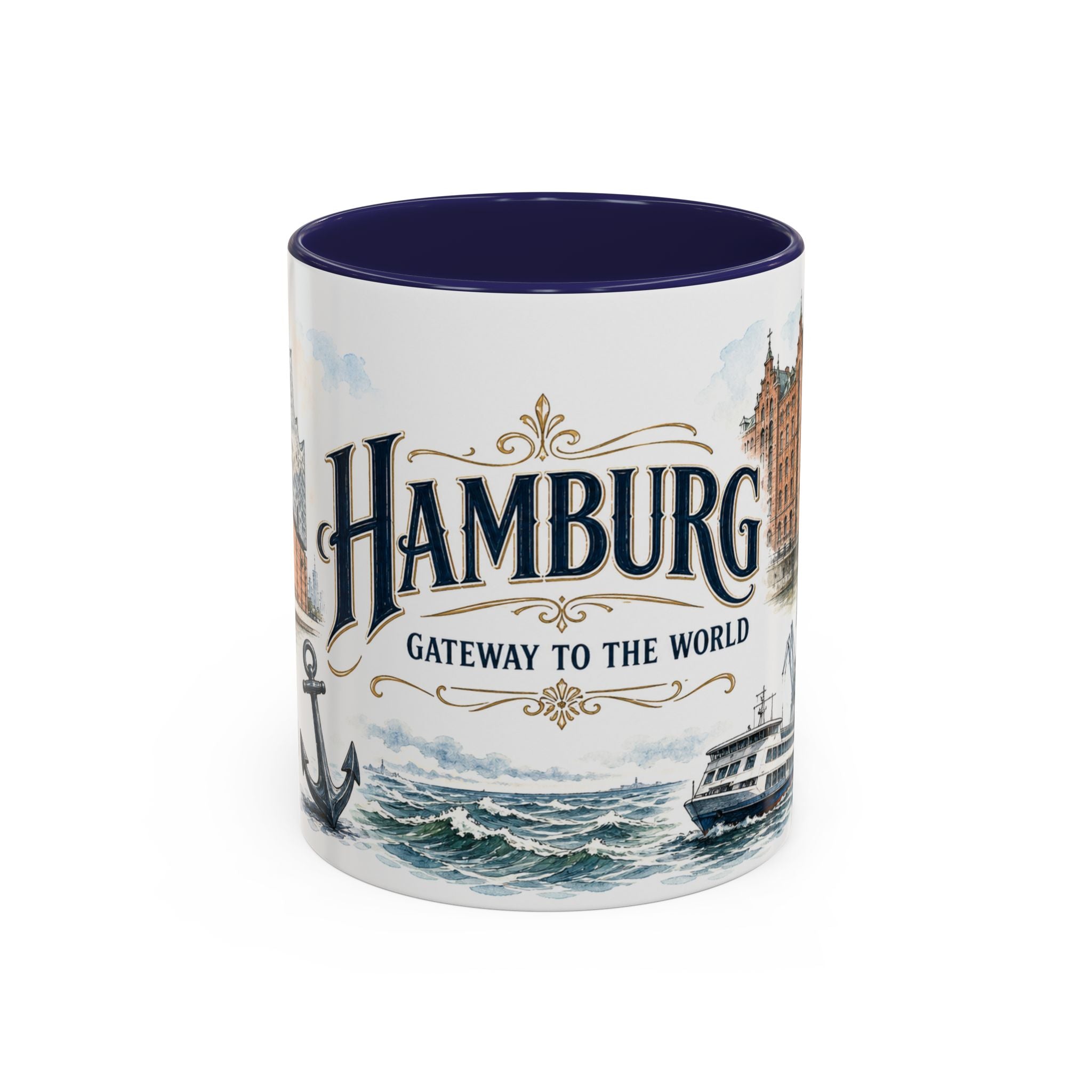 Hamburg Coffee Mug | Germany Travel Souvenir | Vintage Illustrated City Gift | 11 oz 15 oz Accent Mug