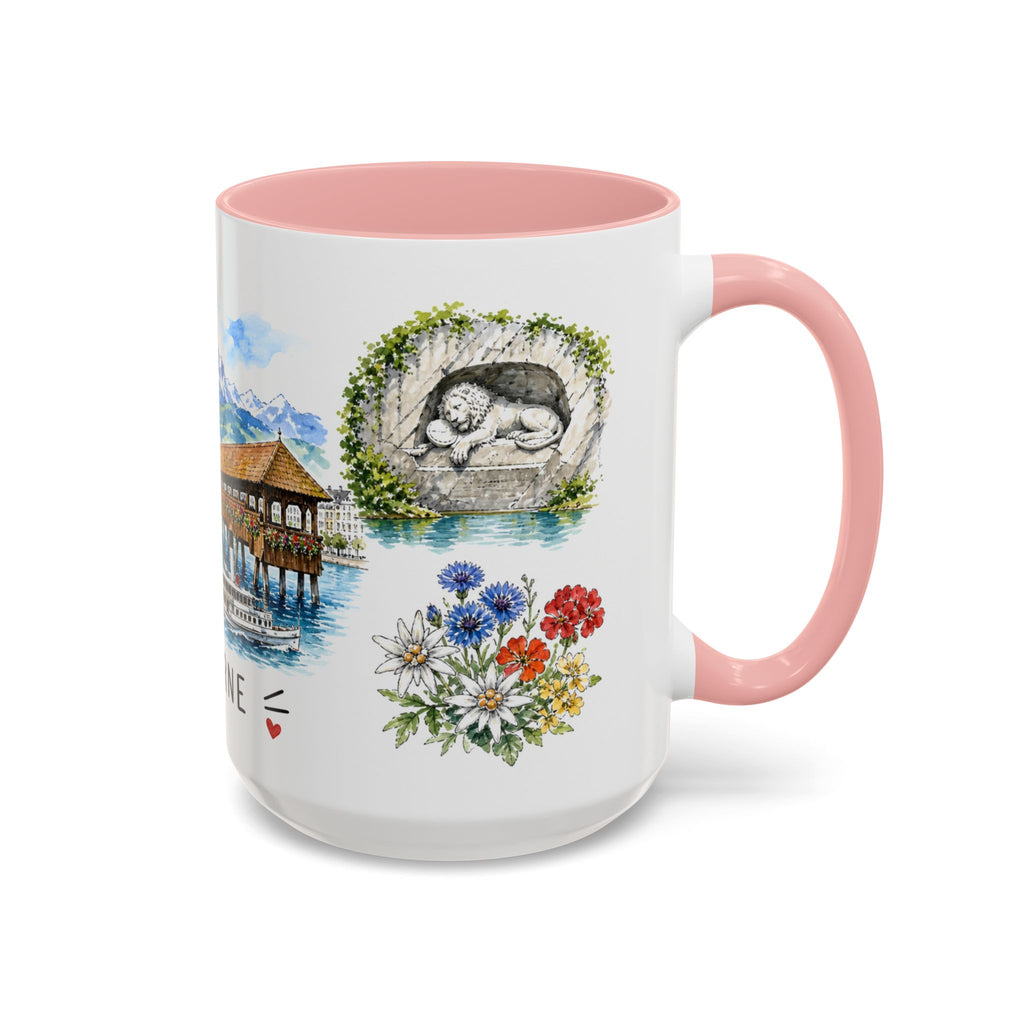 Lucerne Illustrated Travel Mug | City Souvenir Accent Coffee Mug | 11oz 15oz Ceramic Cup