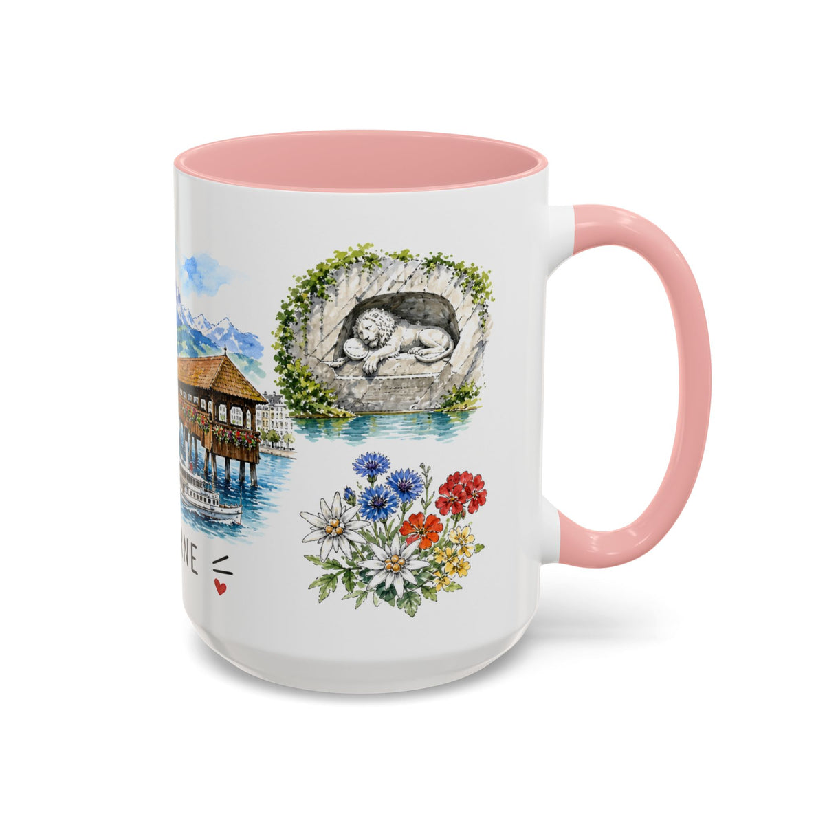 Lucerne Illustrated Travel Mug | City Souvenir Accent Coffee Mug | 11oz 15oz Ceramic Cup