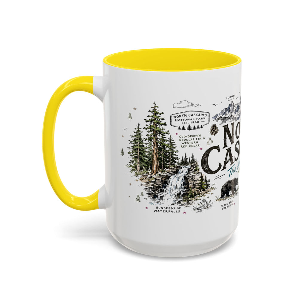 North Cascades National Park Coffee Mug | Washington Alpine Glacier Hiking Gift | Accent Color Ceramic 11oz 15oz