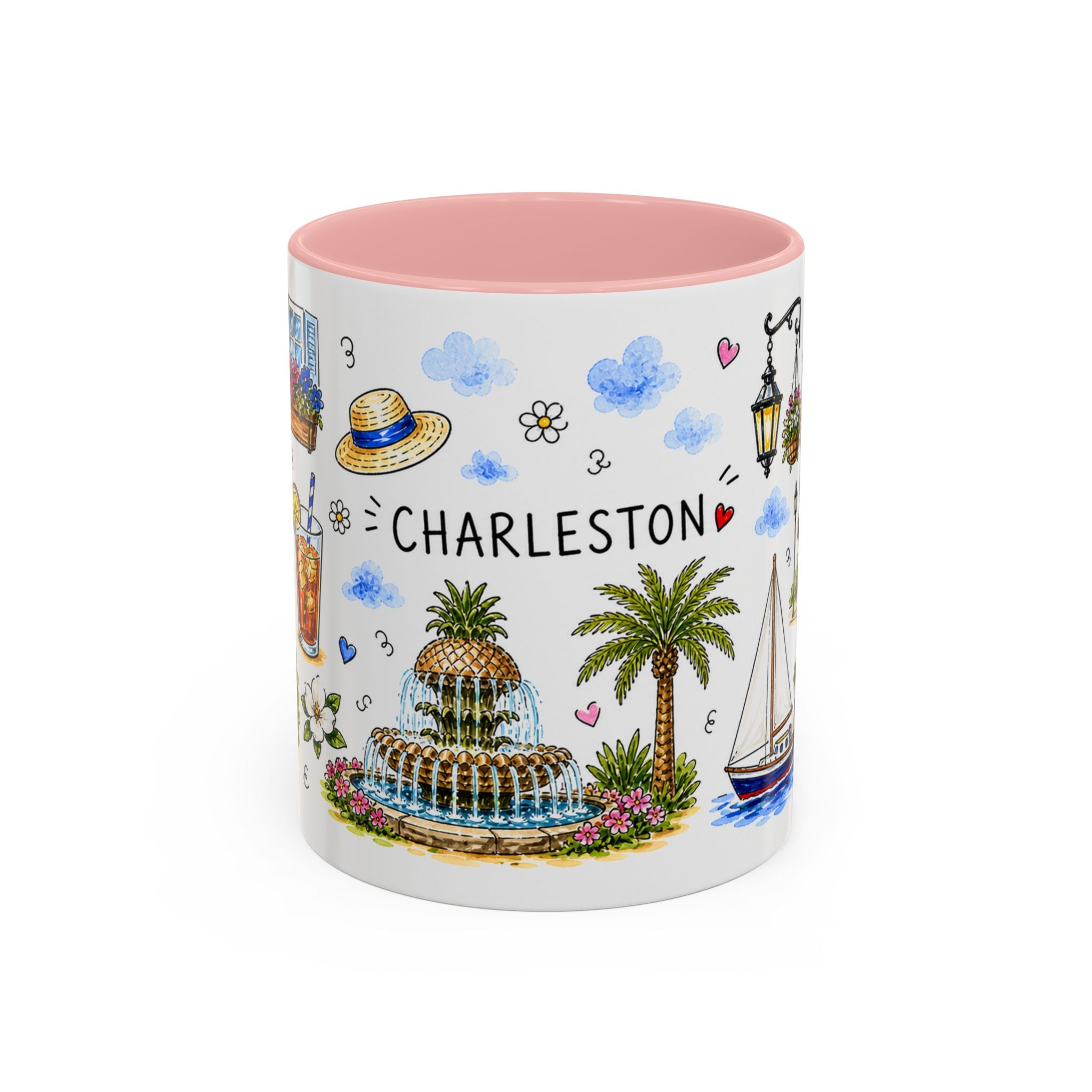 Charleston Illustrated Travel Mug | City Souvenir Accent Coffee Mug | 11oz 15oz Ceramic Cup