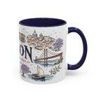 Lisbon Coffee Mug | Portugal Travel Souvenir | Vintage Illustrated City Gift | 11 oz 15 oz Accent Mug