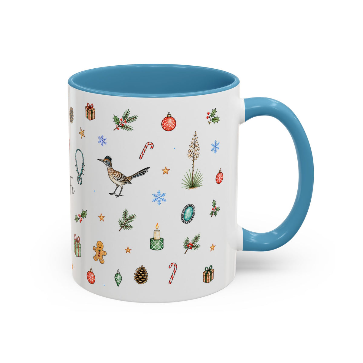 Santa Fe Christmas Mug | Watercolor City Souvenir | Ceramic Coffee Cup (11oz 15oz)