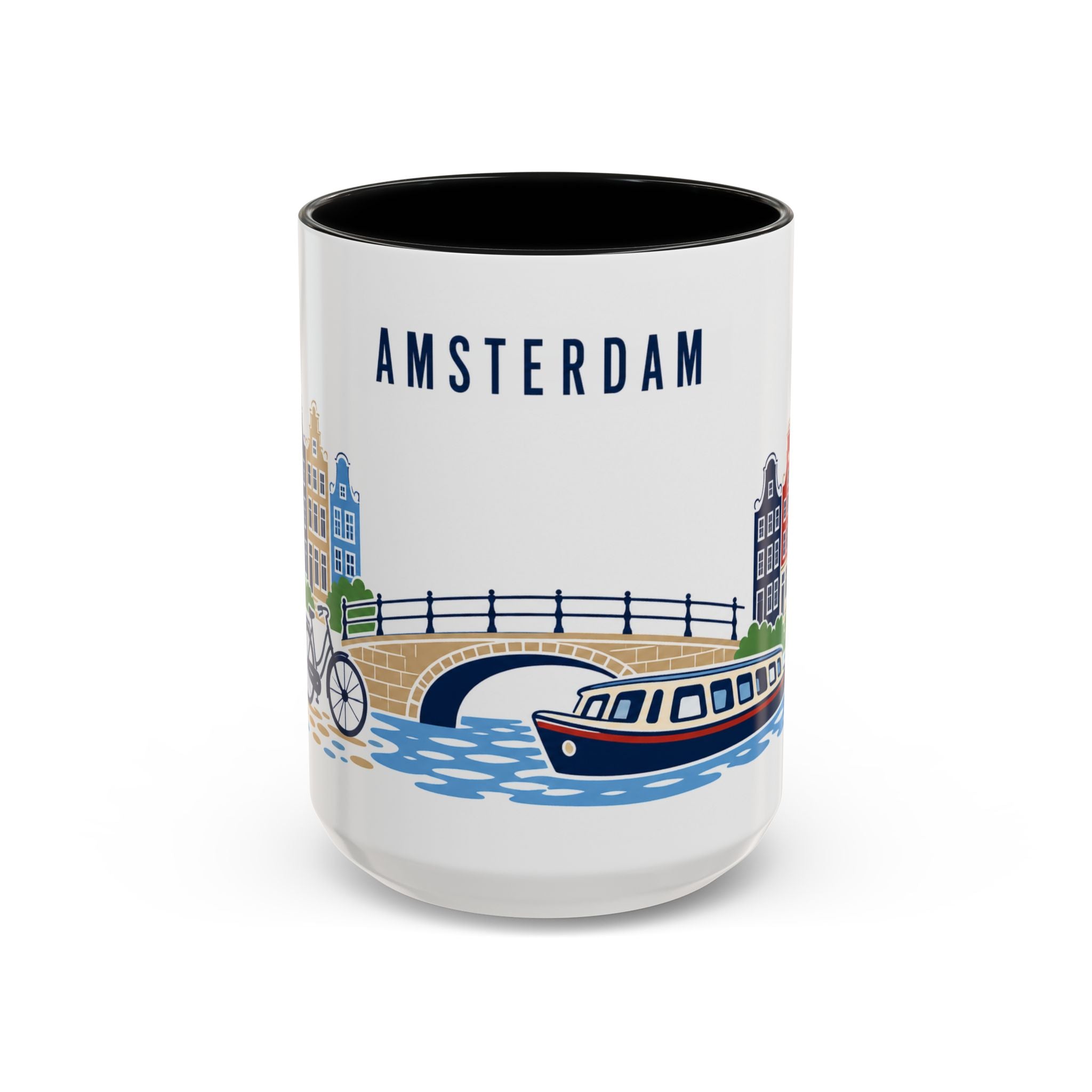 Amsterdam Coffee Mug | Netherlands Travel Souvenir | Porcelain Decal City Gift | 11oz 15oz Accent Mug