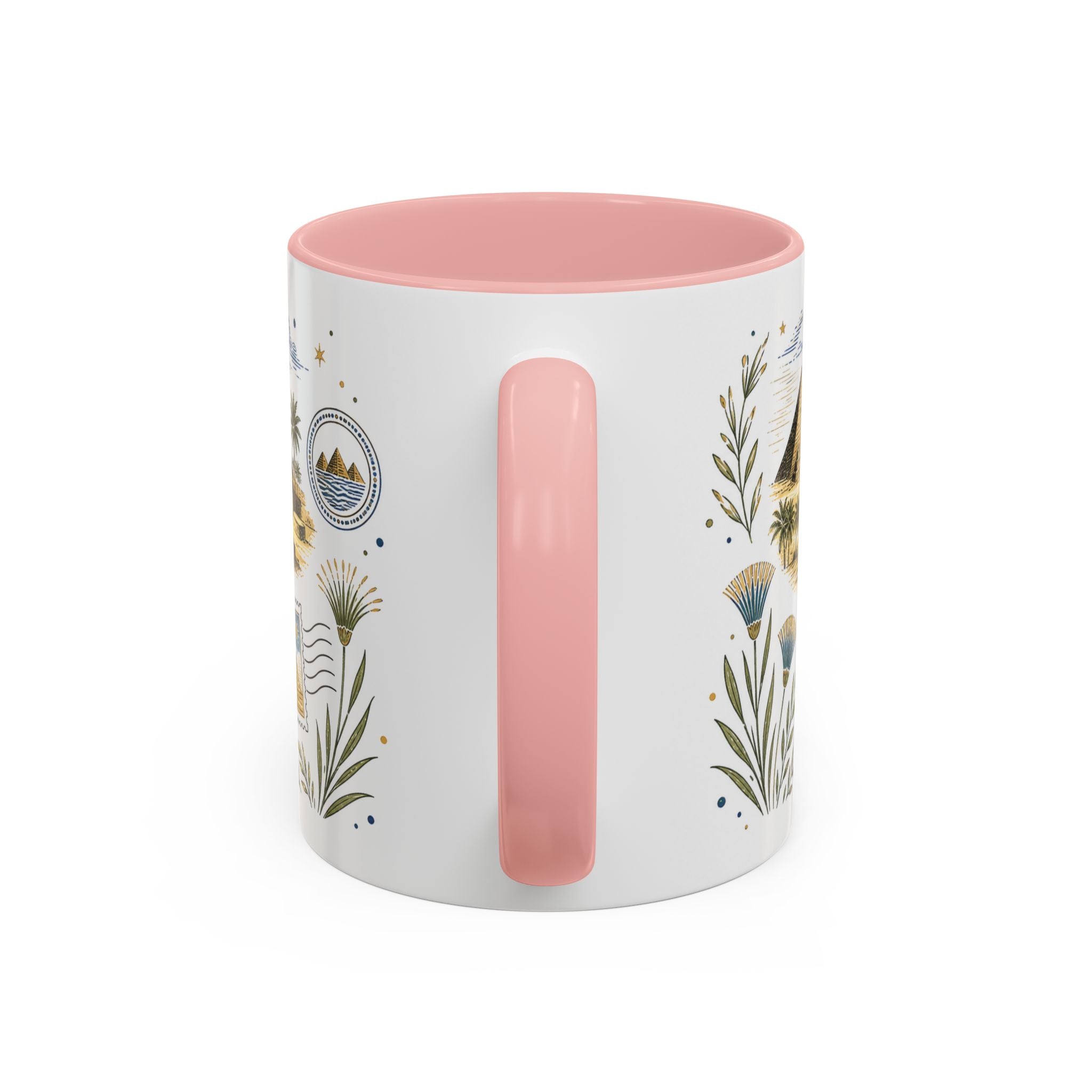 Pyramids of Giza Coffee Mug | Travel Destination Souvenir Gift | Accent Color Ceramic 11oz 15oz