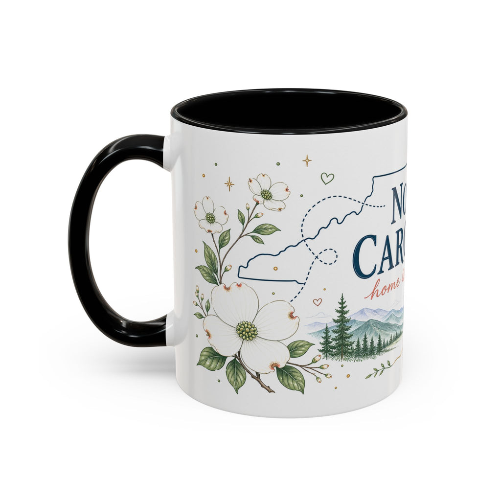 North Carolina State Map Mug | Moving Away, Homesick Gift | Botanical Accent Coffee Cup
