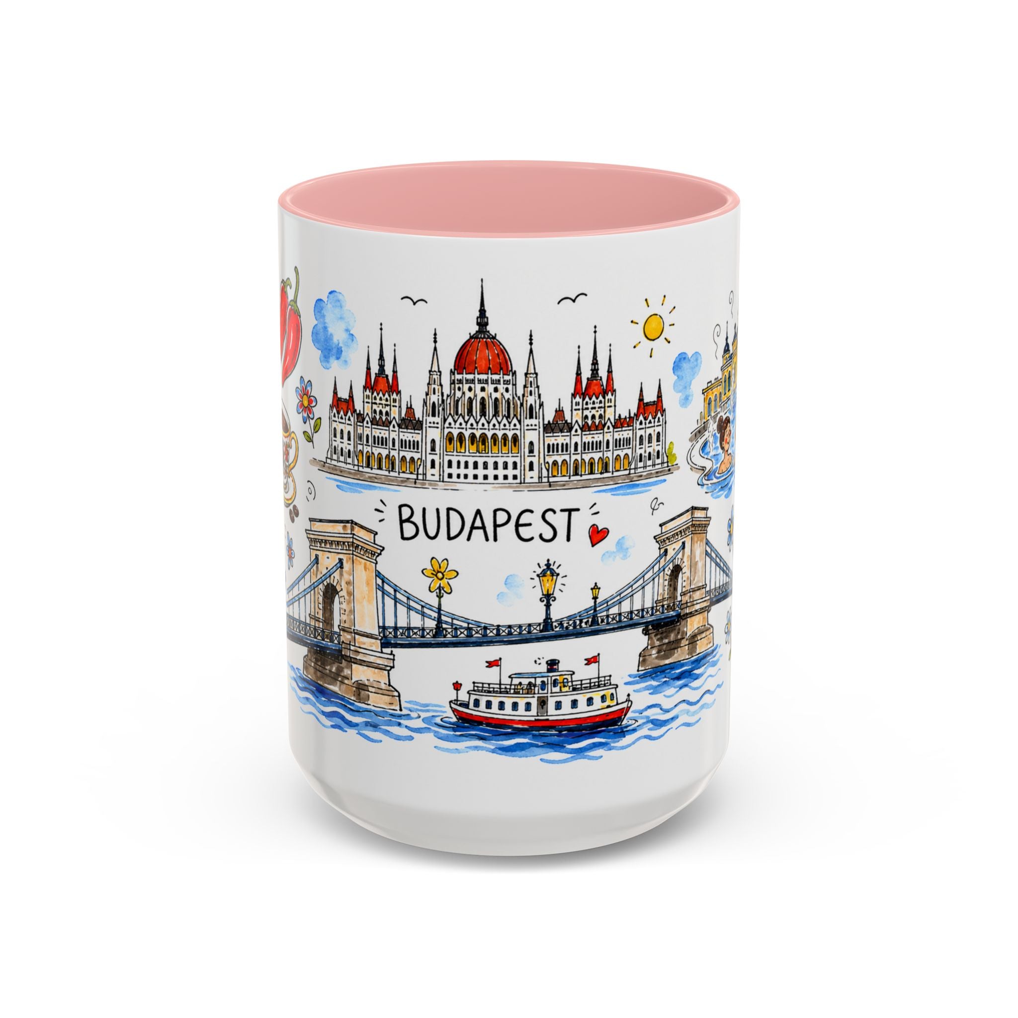 Budapest Travel Mug | European City Souvenir Accent Coffee Mug | 11oz 15oz Ceramic Cup